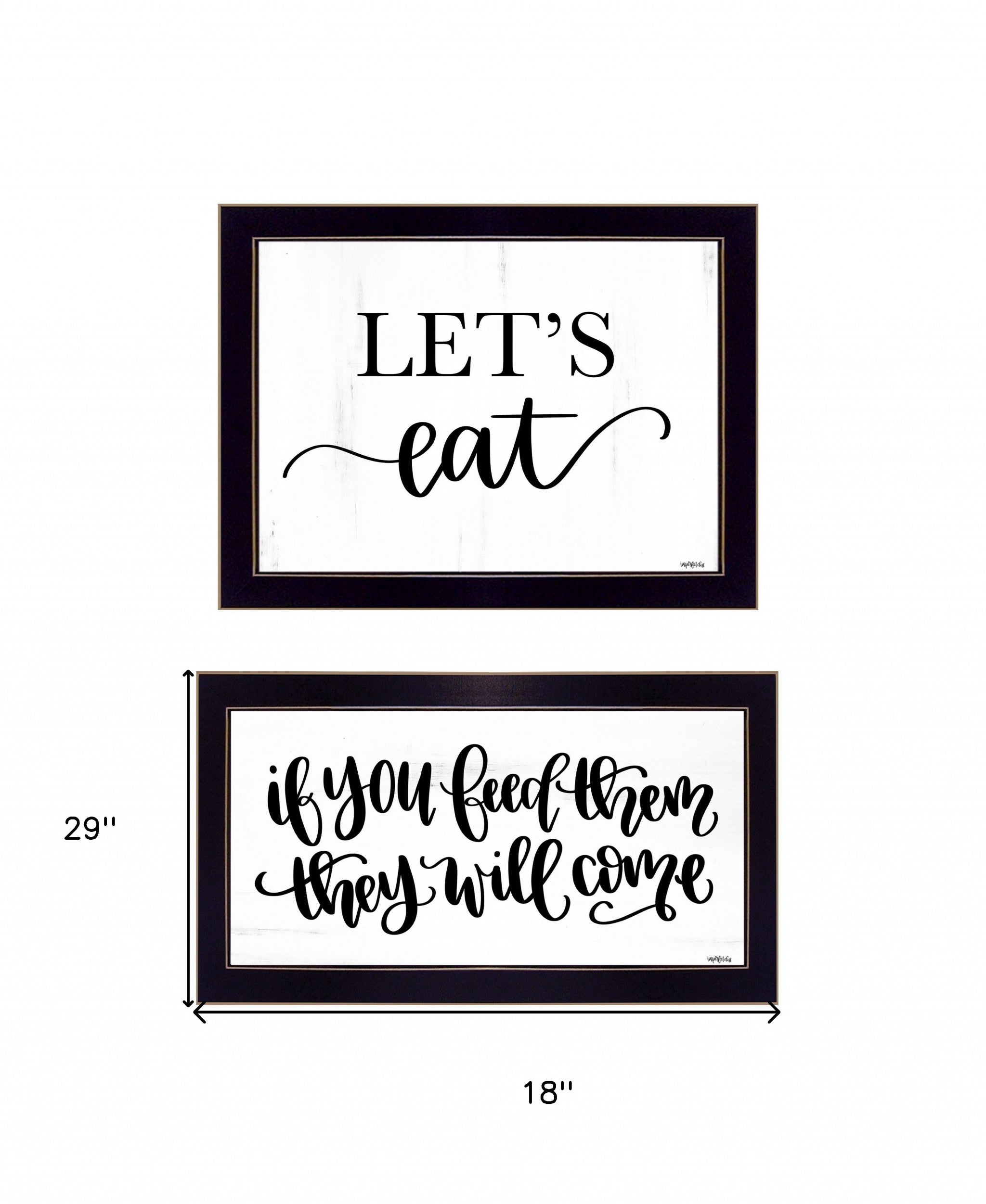 Set Of Two Lets Eat Or Feed Them 3 Black Framed Print Wall Art