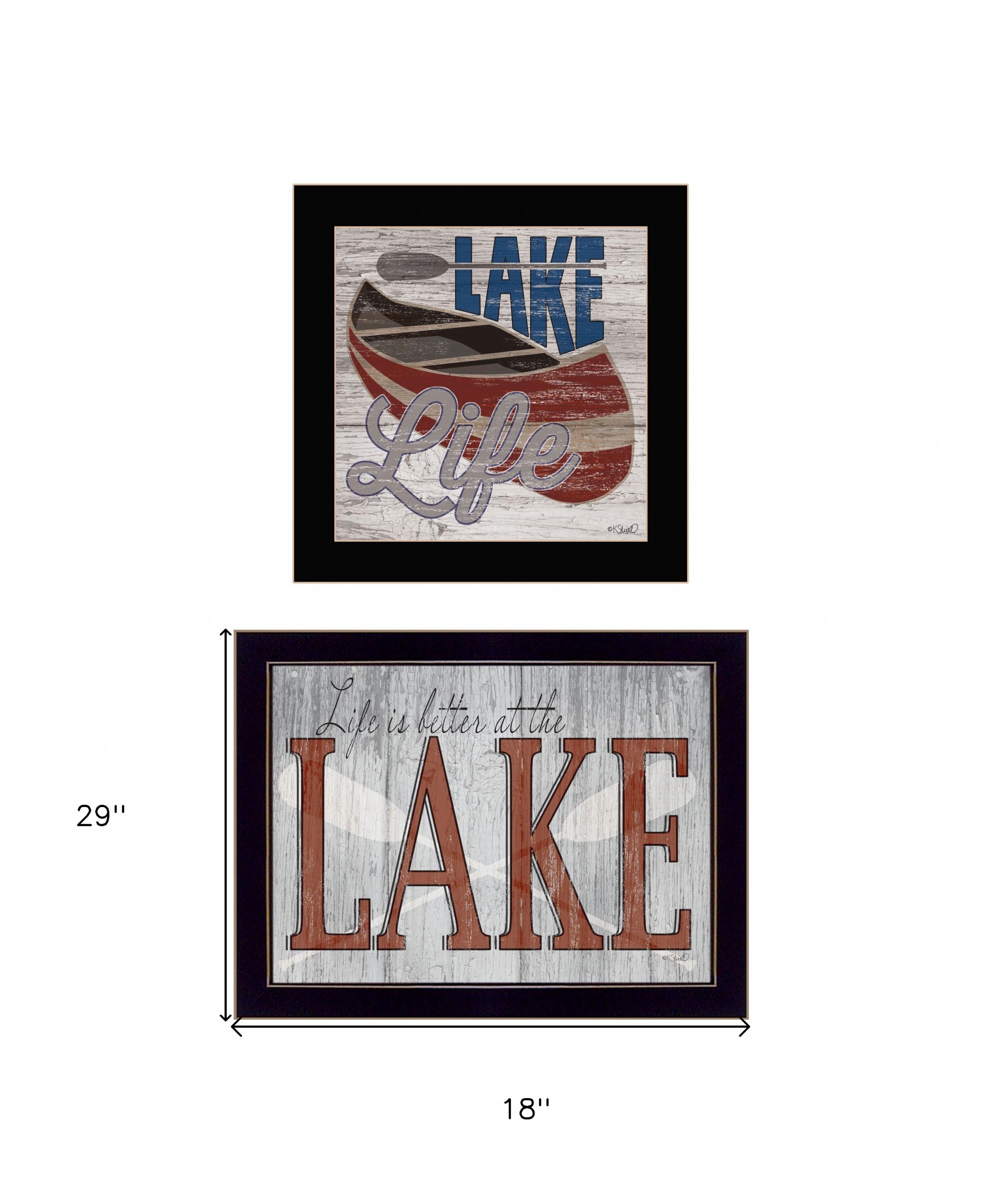 Set Of Two Lake Life Is Better 3 Black Framed Print Wall Art