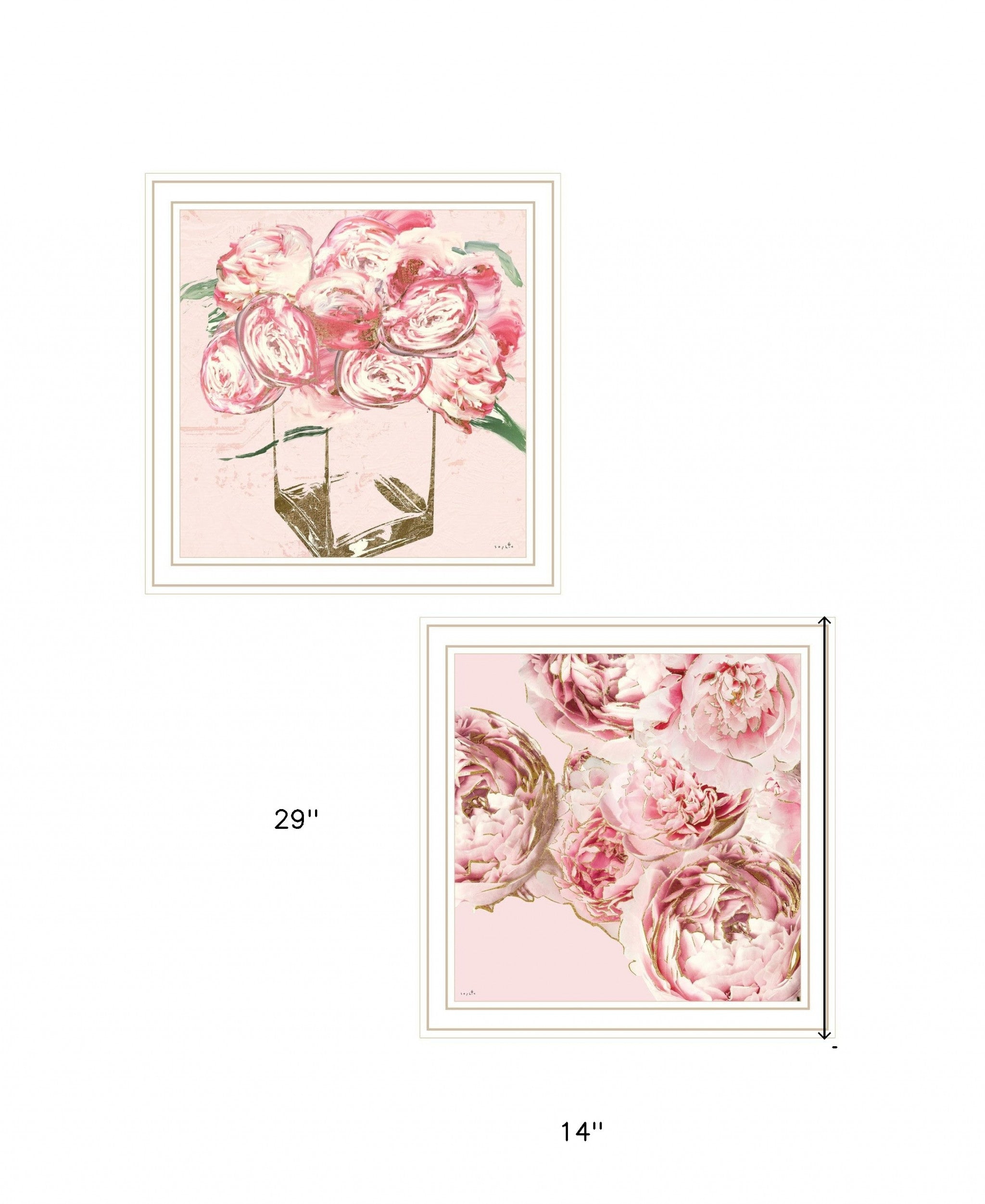 Set Of Two The Peonies 2 White Framed Print Wall Art