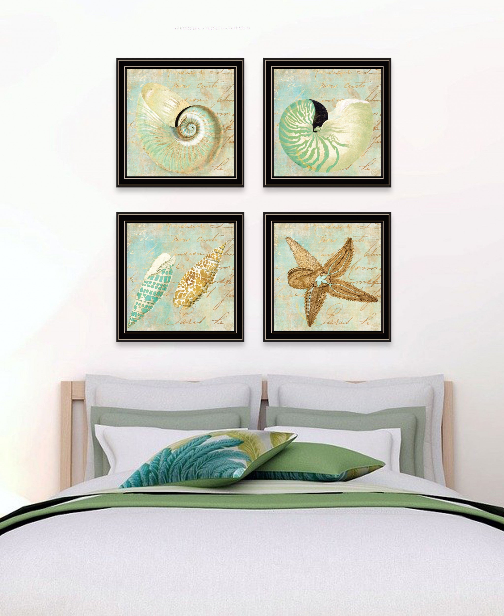 Set Of Four Ocean 1 Black Framed Print Wall Art