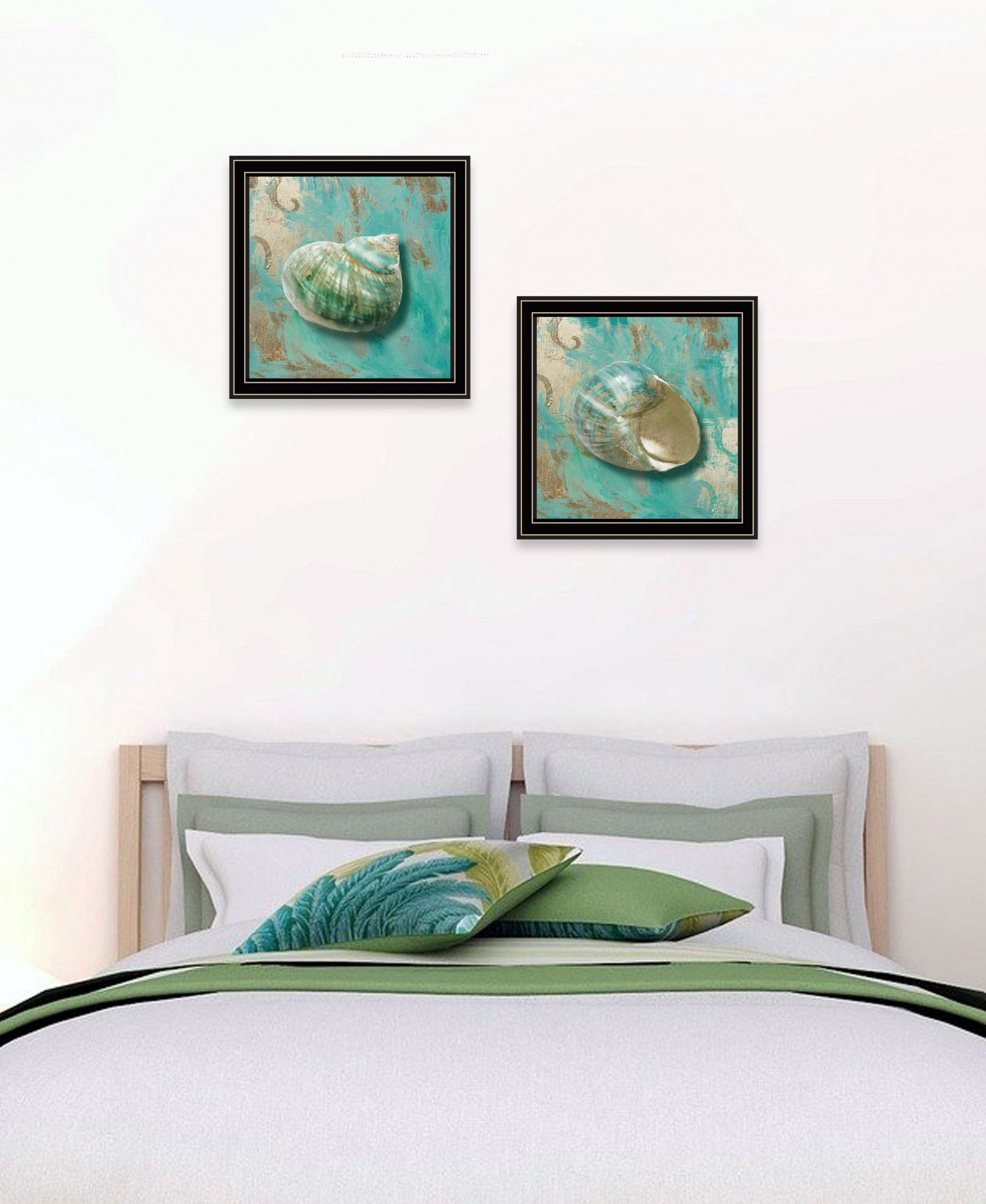 Set Of Two Azurica I And Sea II 1 Black Framed Print Wall Art