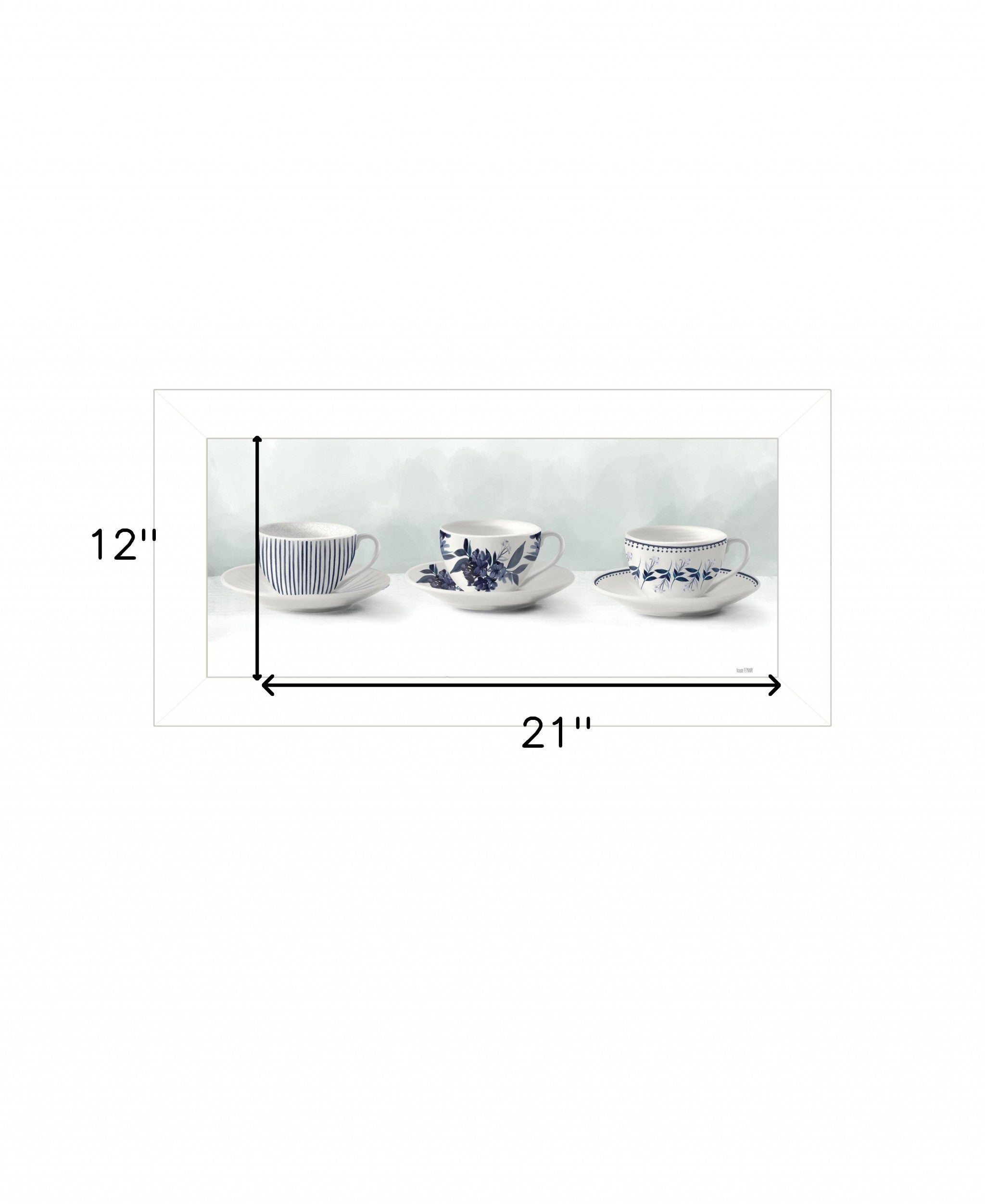 Cups & Saucers 1 White Framed Print Wall Art