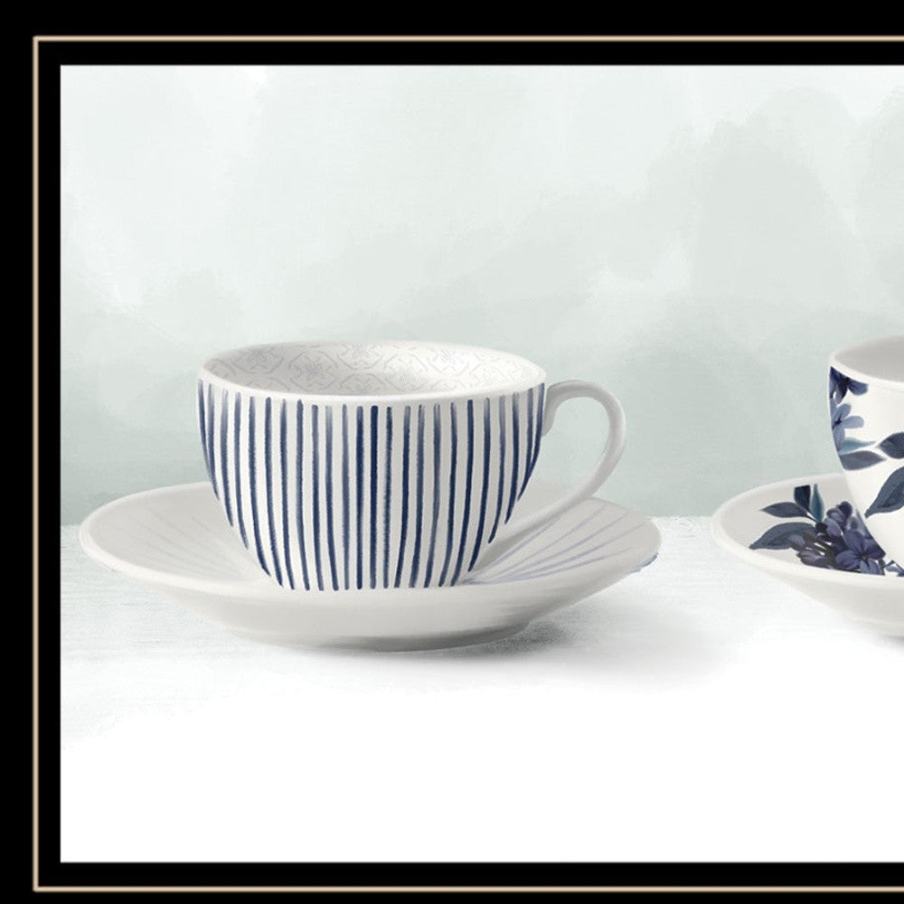 Cups & Saucers 3 Black Framed Print Wall Art