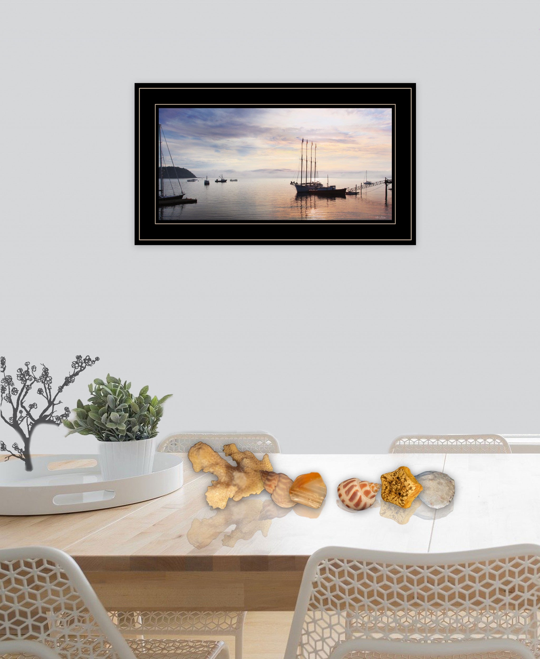 BAR HARBOR SILHOUETTES 3 Black Framed Print Wall Art