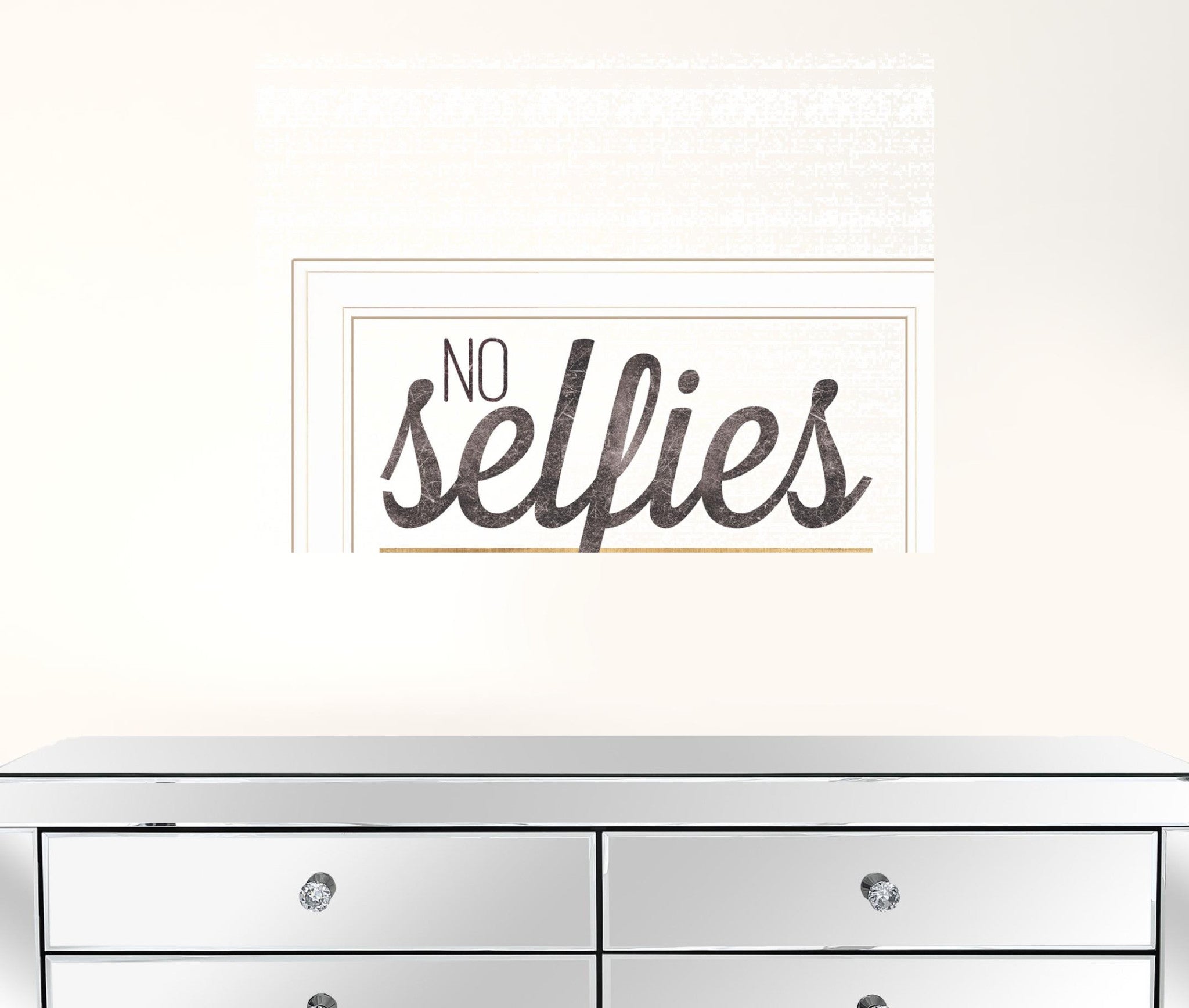 No Selfies In The Bathroom 5 White Framed Print Wall Art