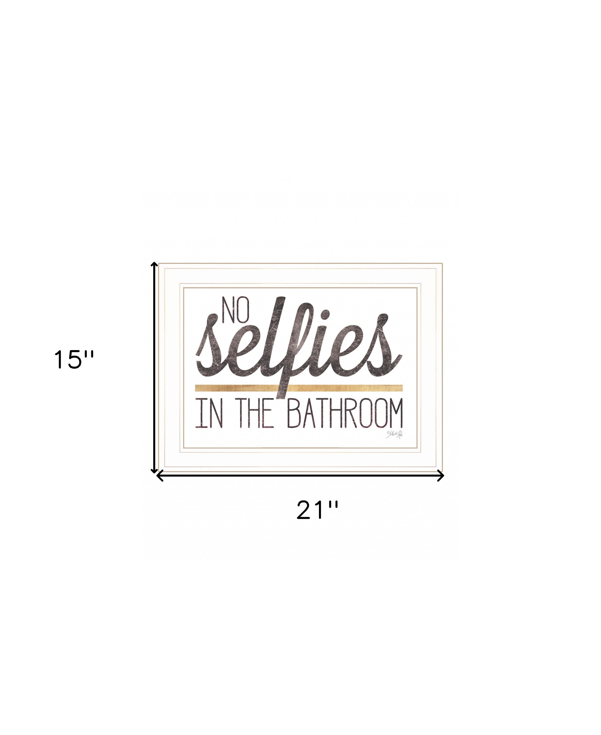 No Selfies In The Bathroom 5 White Framed Print Wall Art