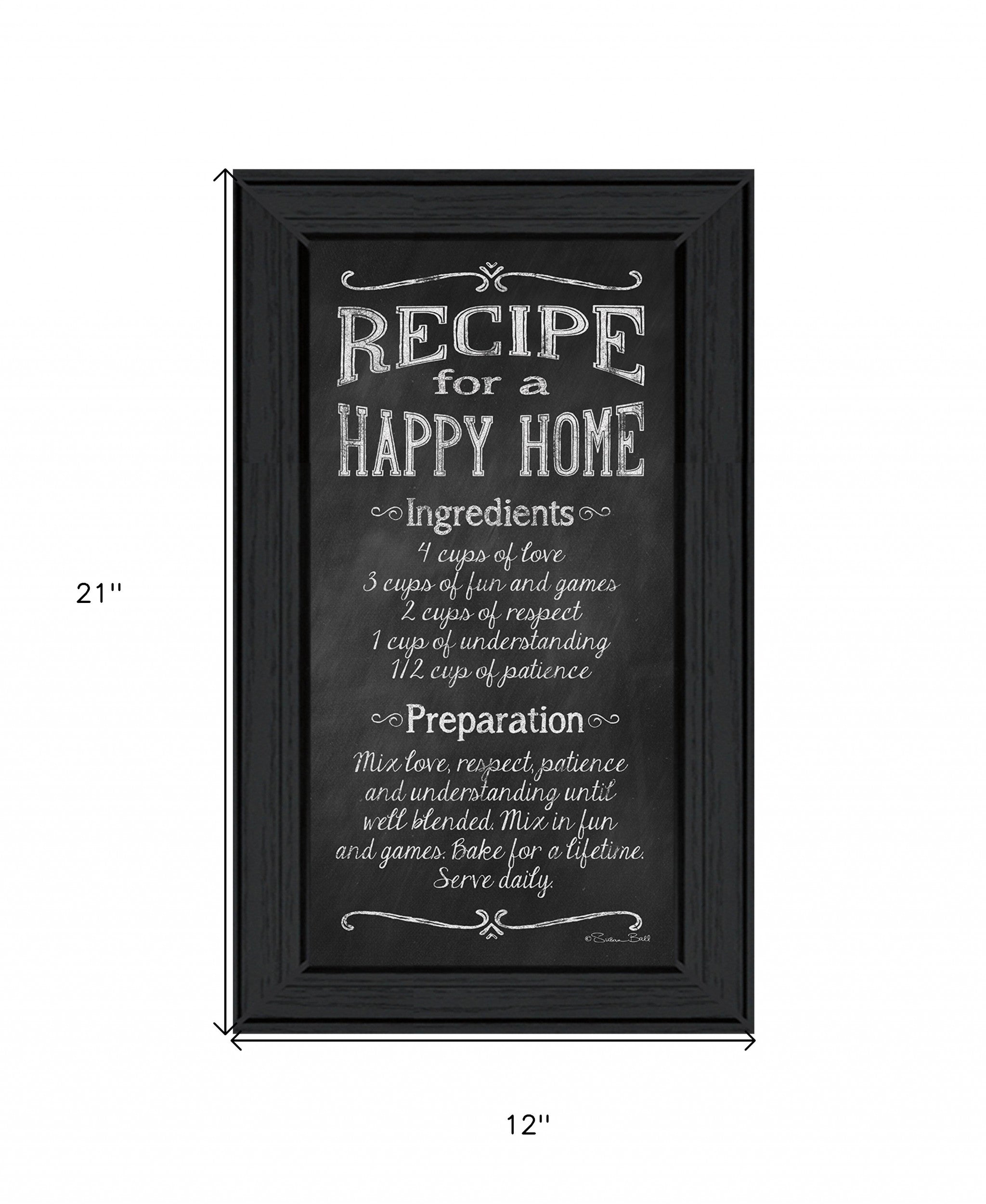 Recipe For A Happy Home 2 Black Framed Print Wall Art