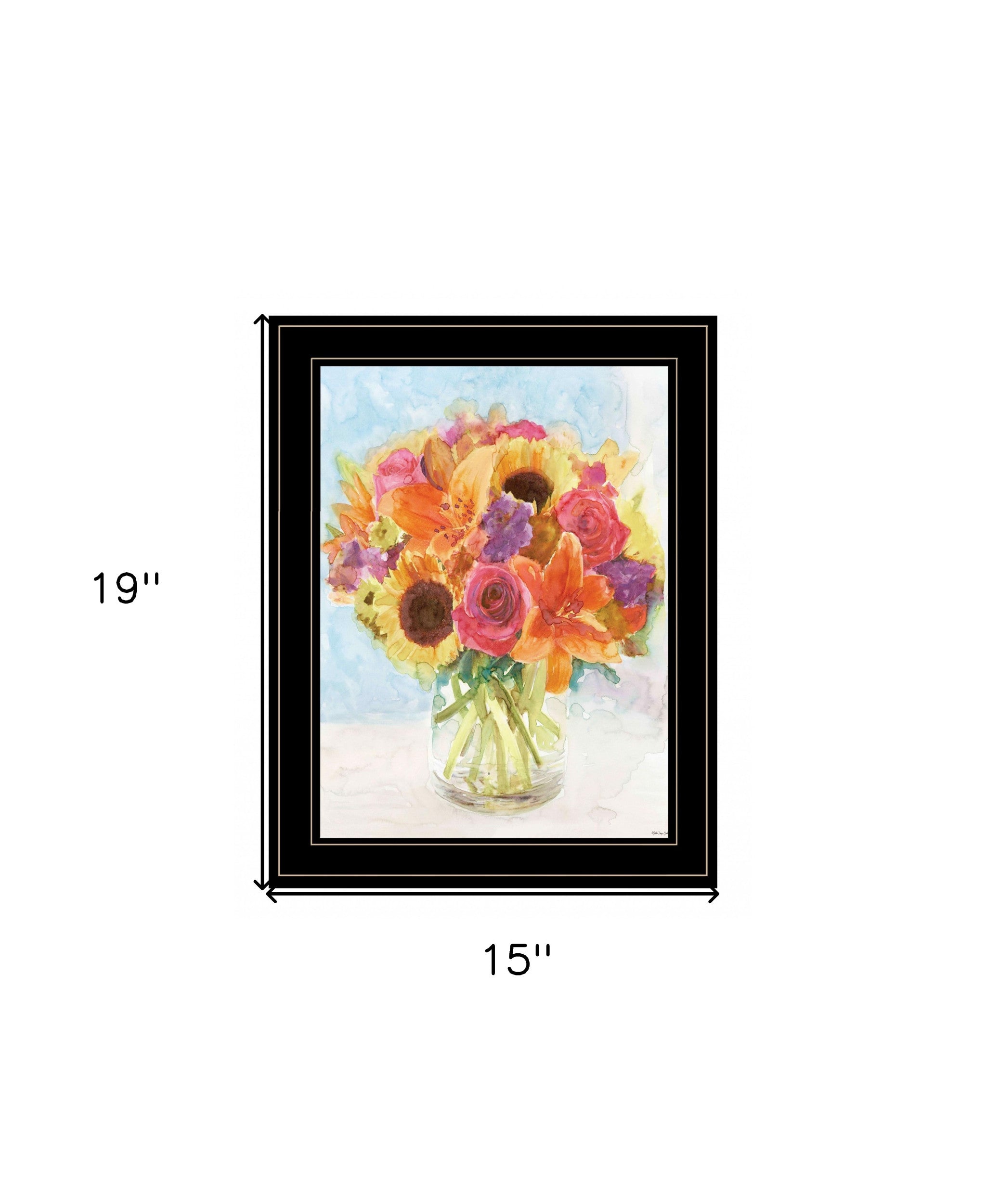 Vases With Flowers 1 Black Framed Print Wall Art