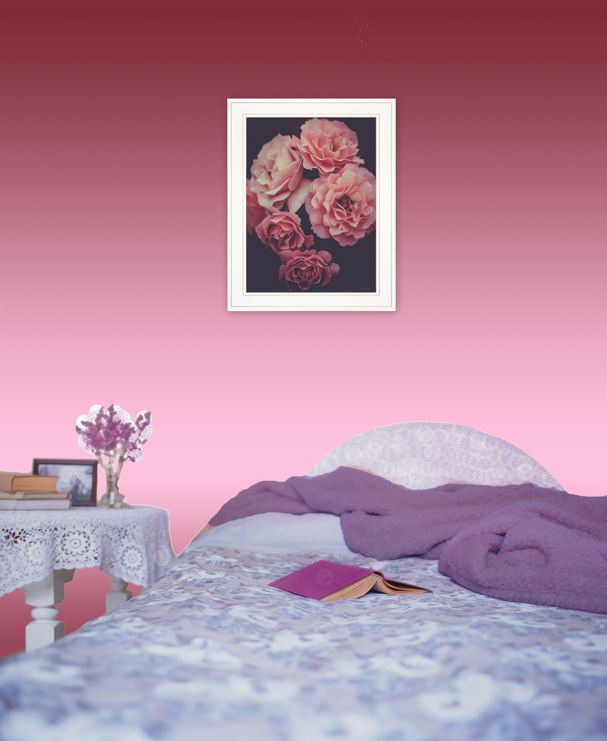 Dreamy Rose 1 White Framed Print Wall Art