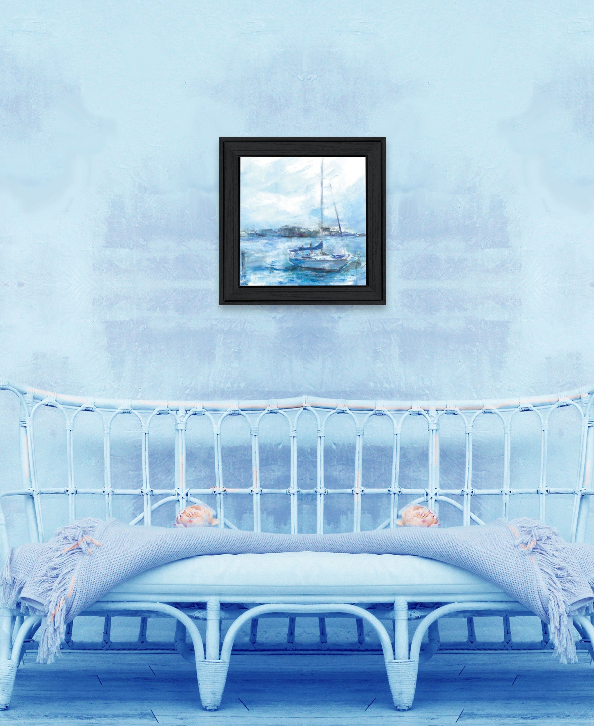 Serenity Sloop 2 Black Framed Print Wall Art