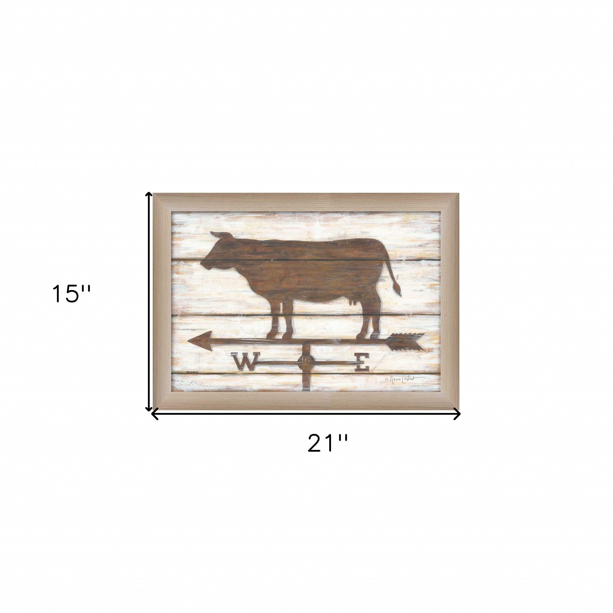 Farmhouse Cow Brown Framed Print Wall Art