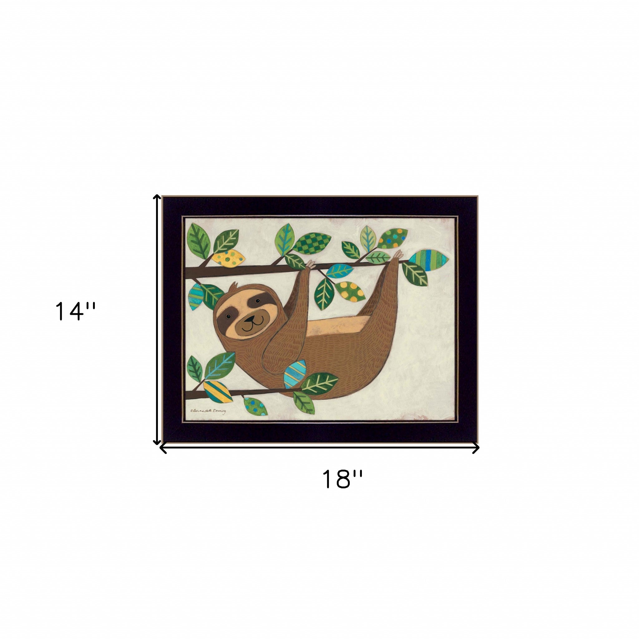 Hanging Sloth I 1 Black Framed Print Wall Art