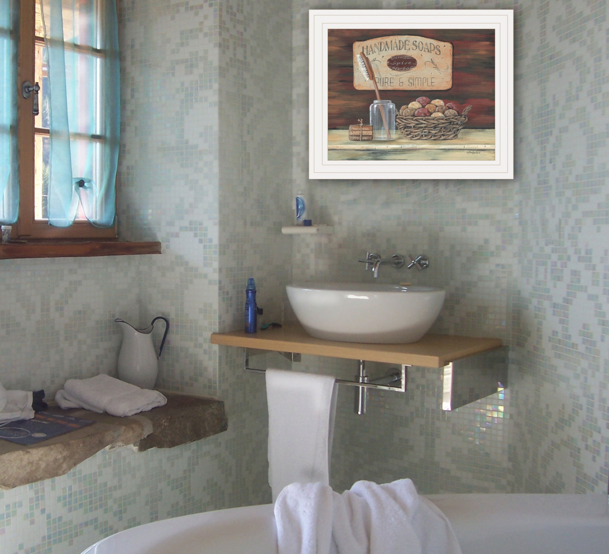 Handmade Soaps White Framed Print Bathroom Wall Art