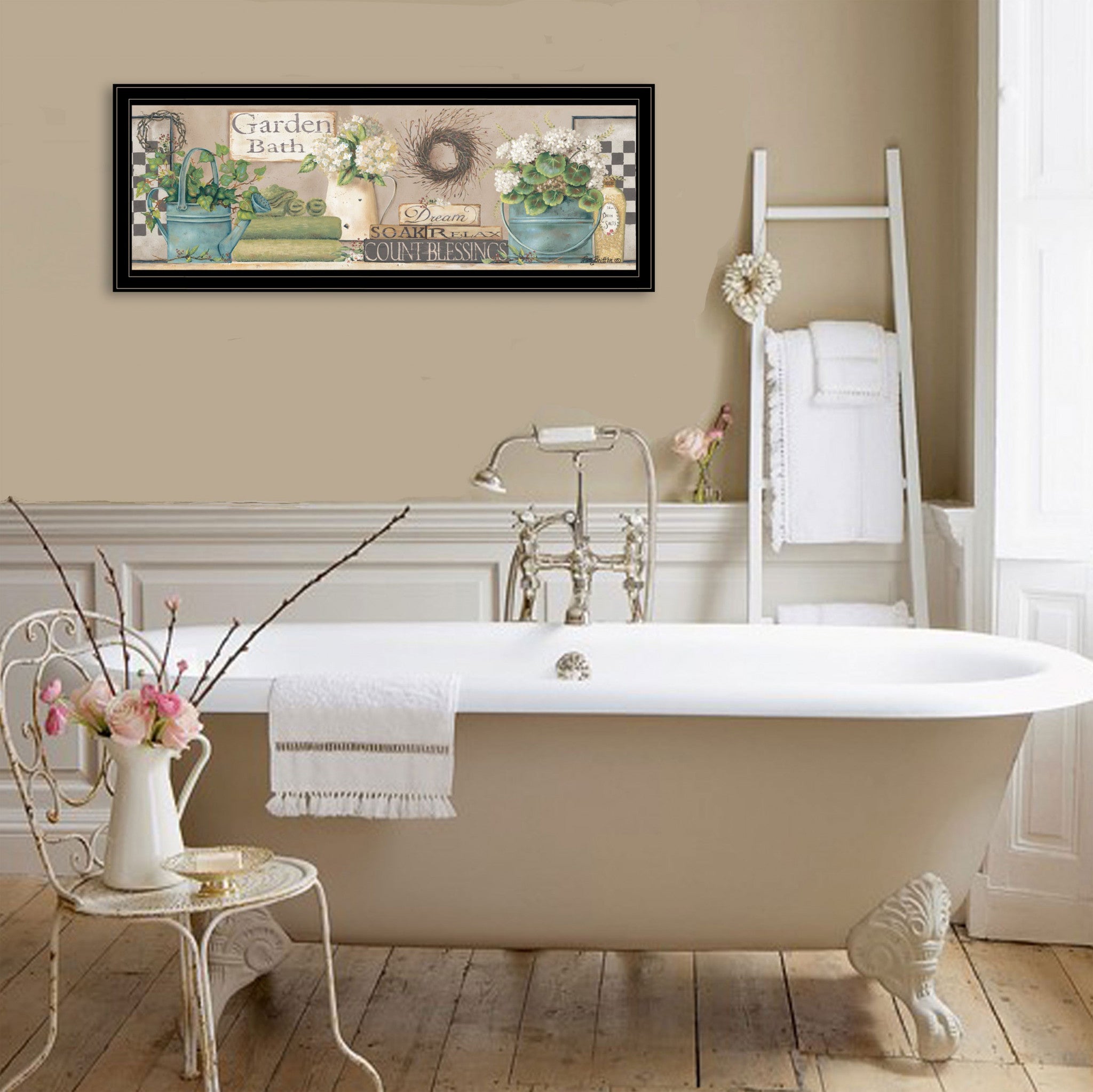 Garden Bath 2 Black Framed Print Wall Art