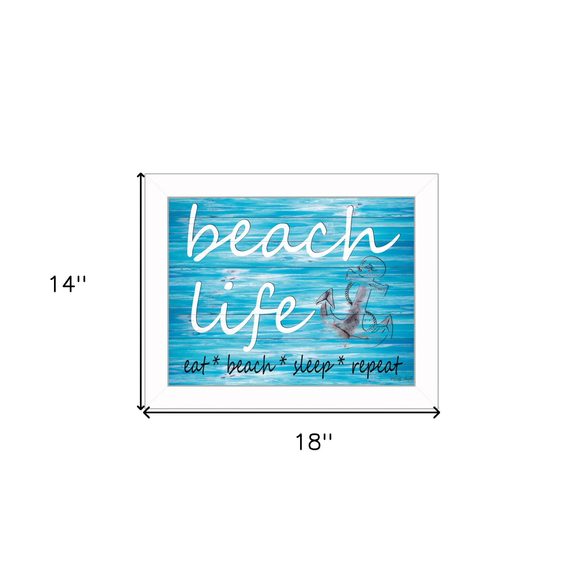 Beach Life 3 White Framed Print Wall Art