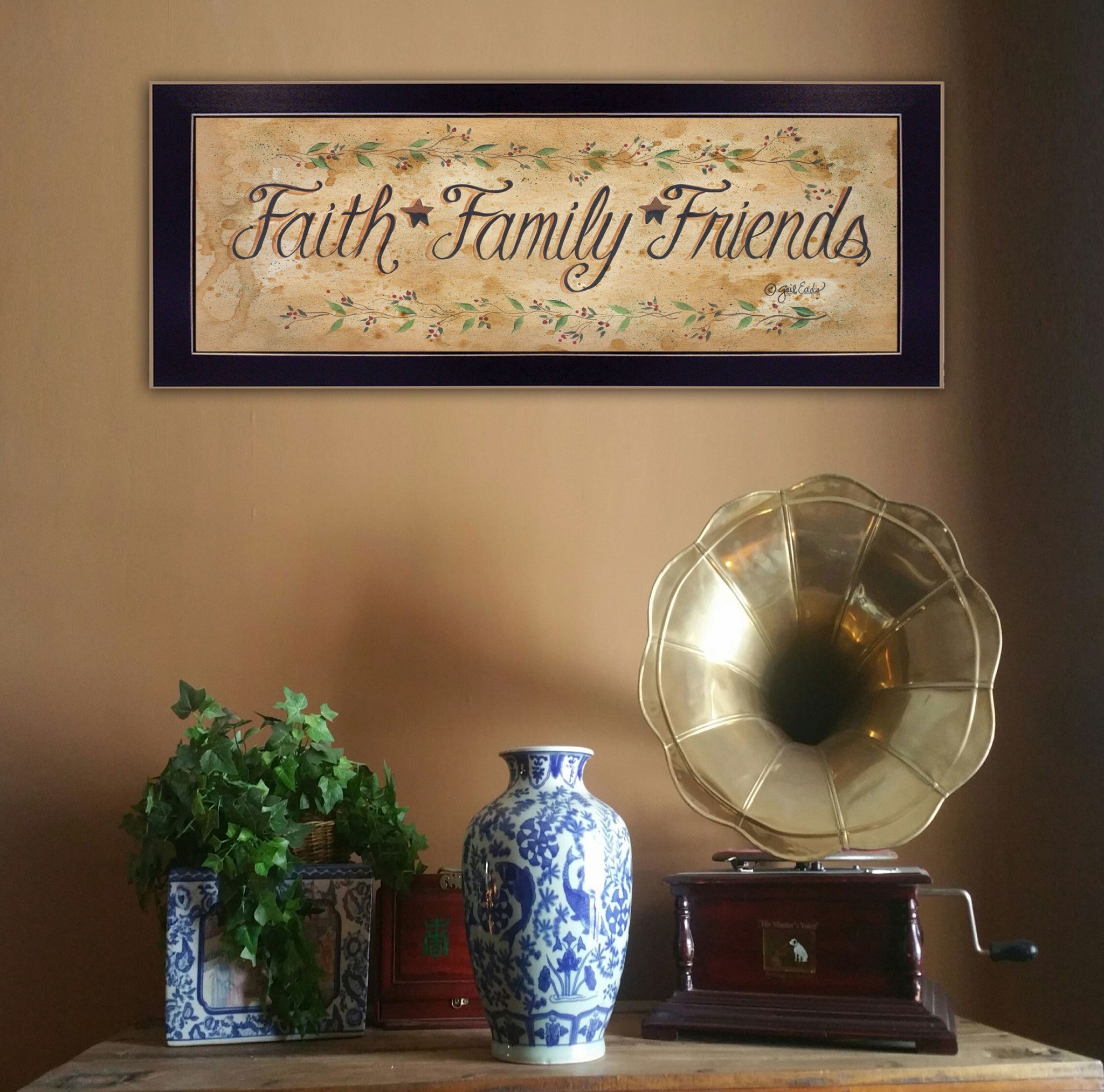 Faith Family Friends Black Framed Print Wall Art