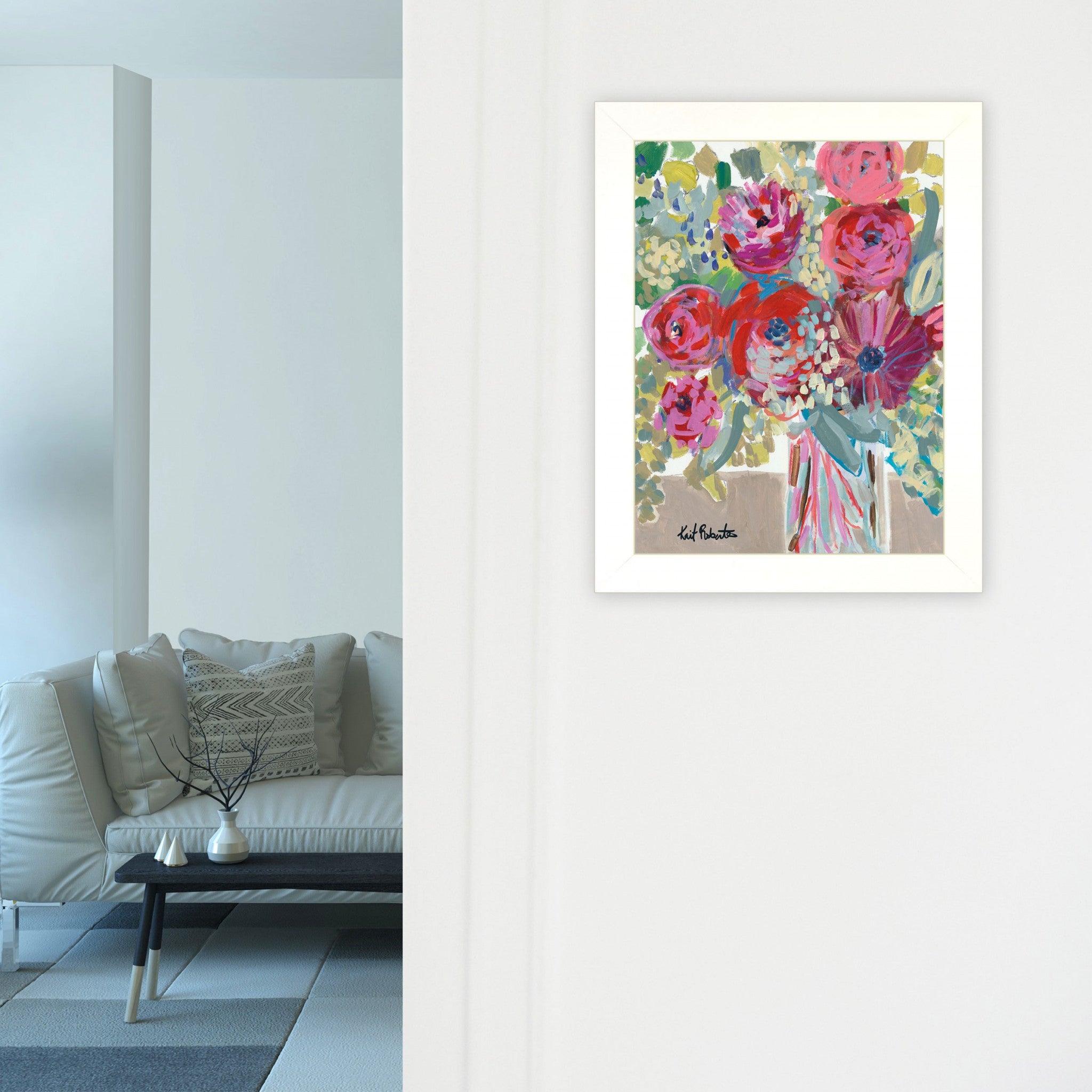 Blooming In The Window Sill White Framed Print Wall Art