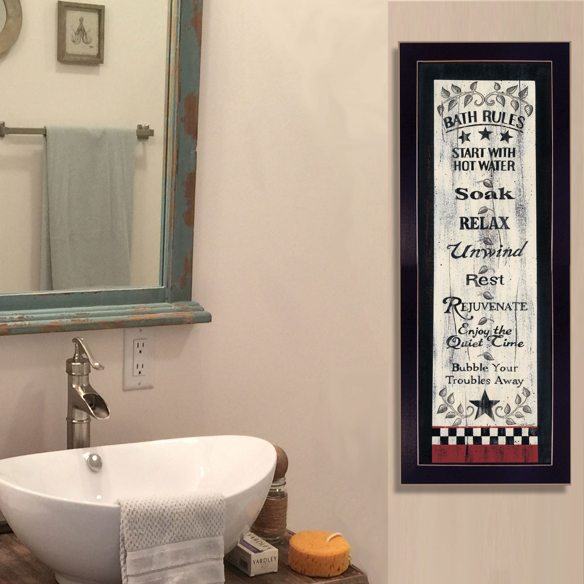 Bath Rules 6 Black Framed Print Wall Art