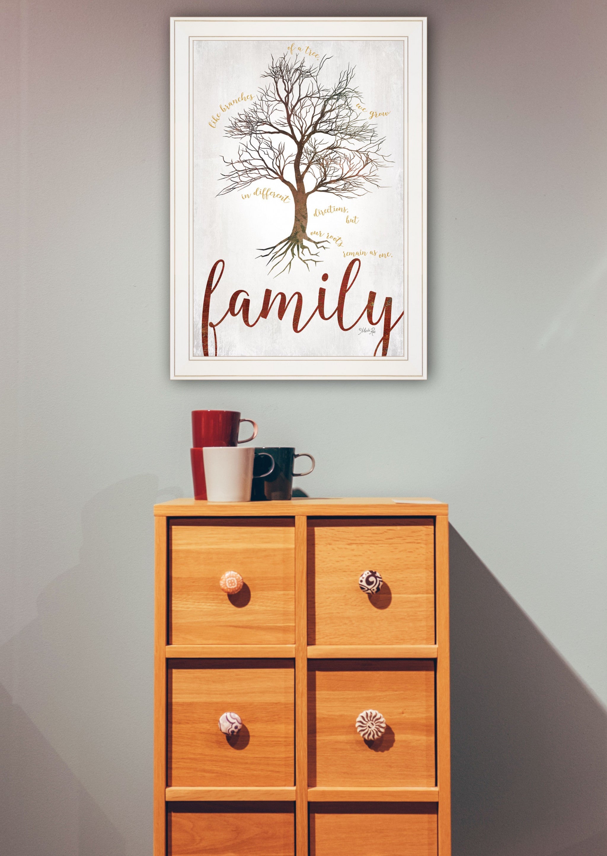 Family Tree 1 White Framed Print Wall Art