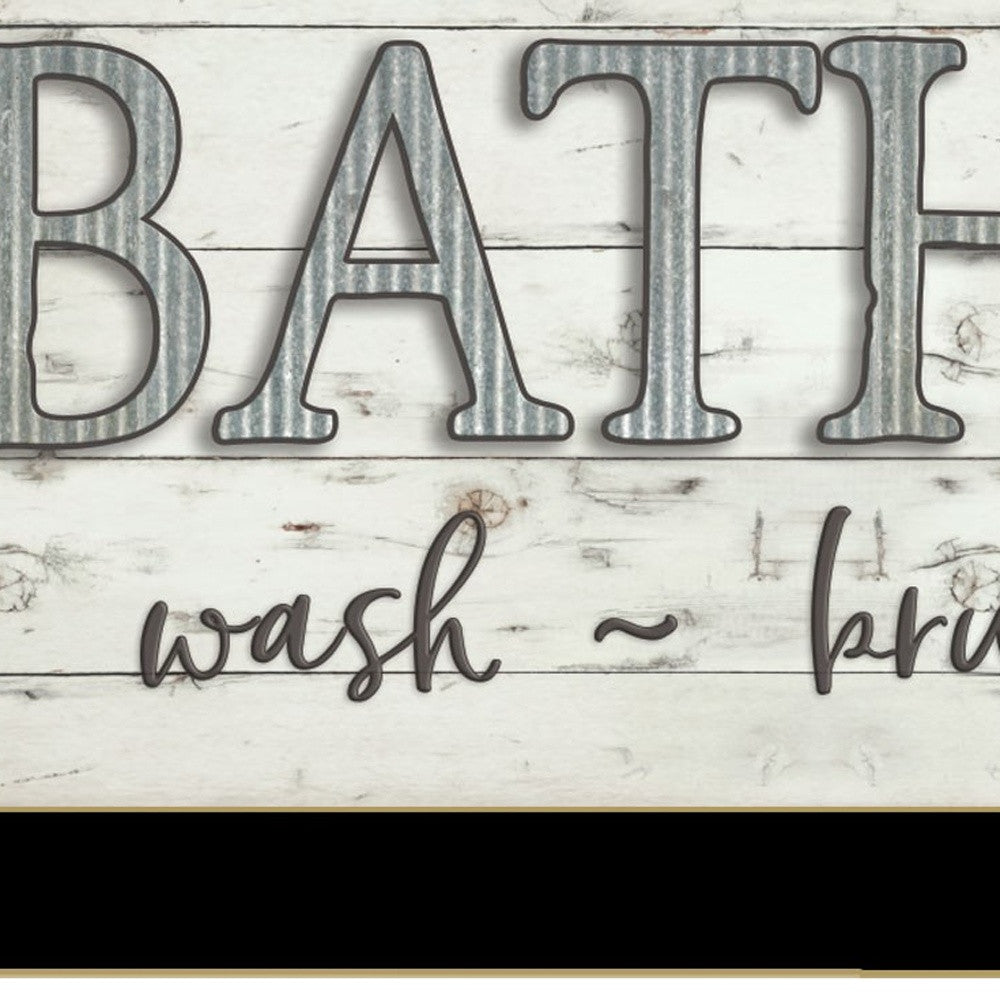 Bath Rules 3 Black Framed Print Wall Art