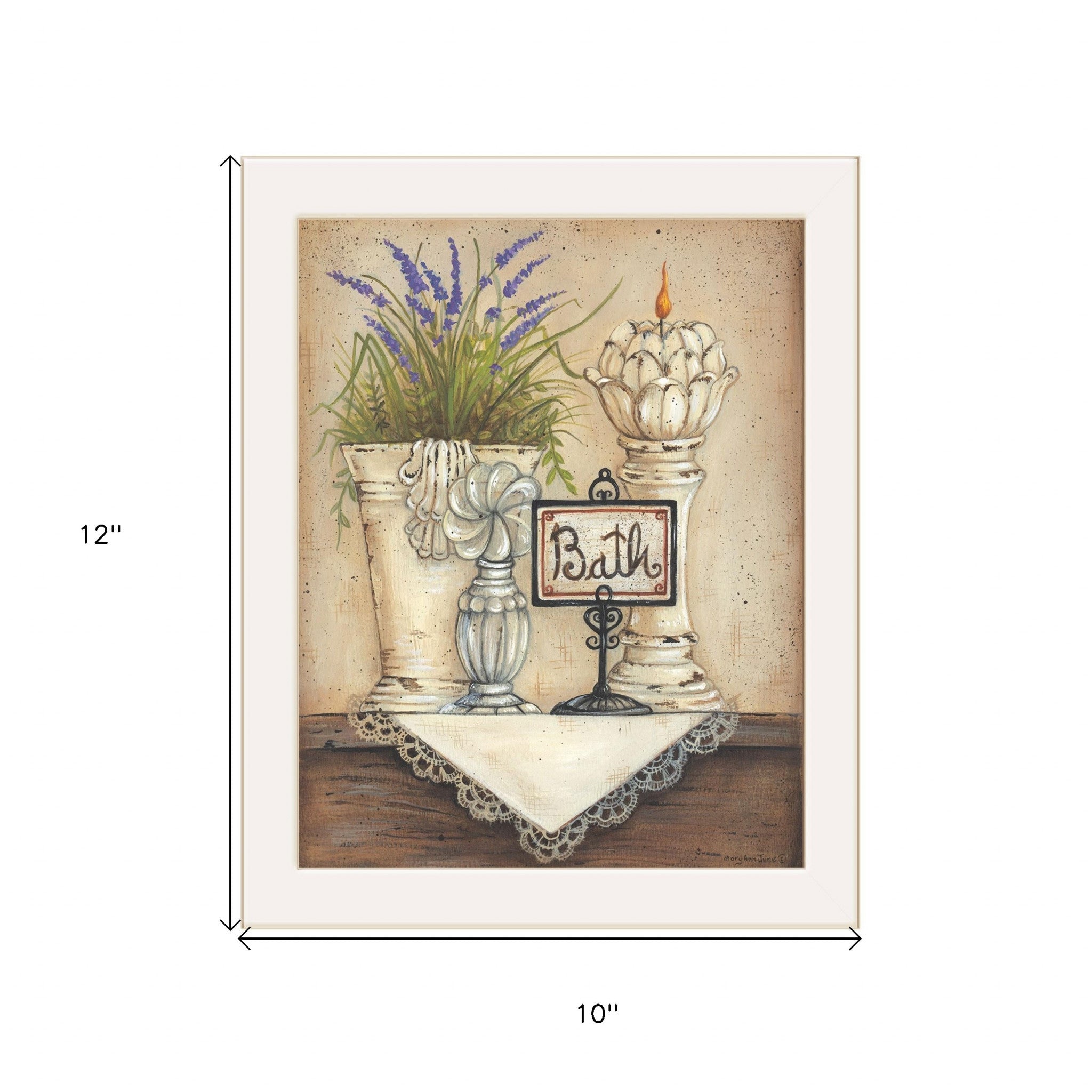 Bath Pretty Floral White Framed Print Wall Art