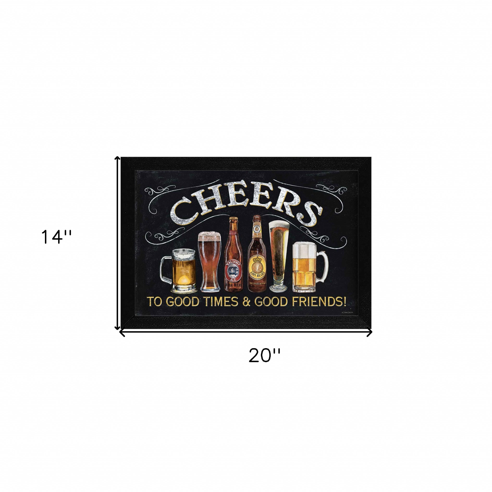 Cheers Black Framed Print Beer Wall Art