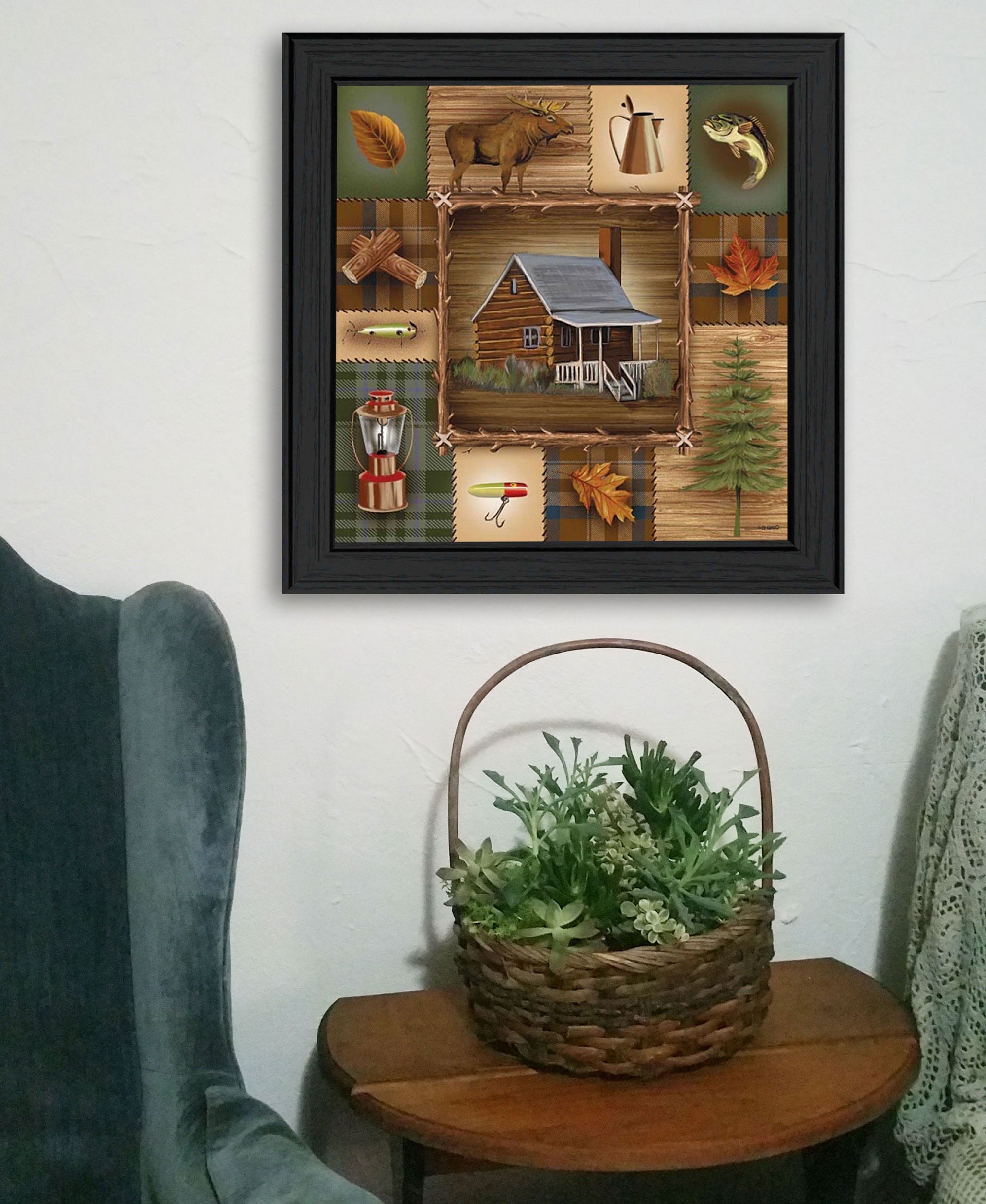 At The Cabin Black Framed Print Wall Art