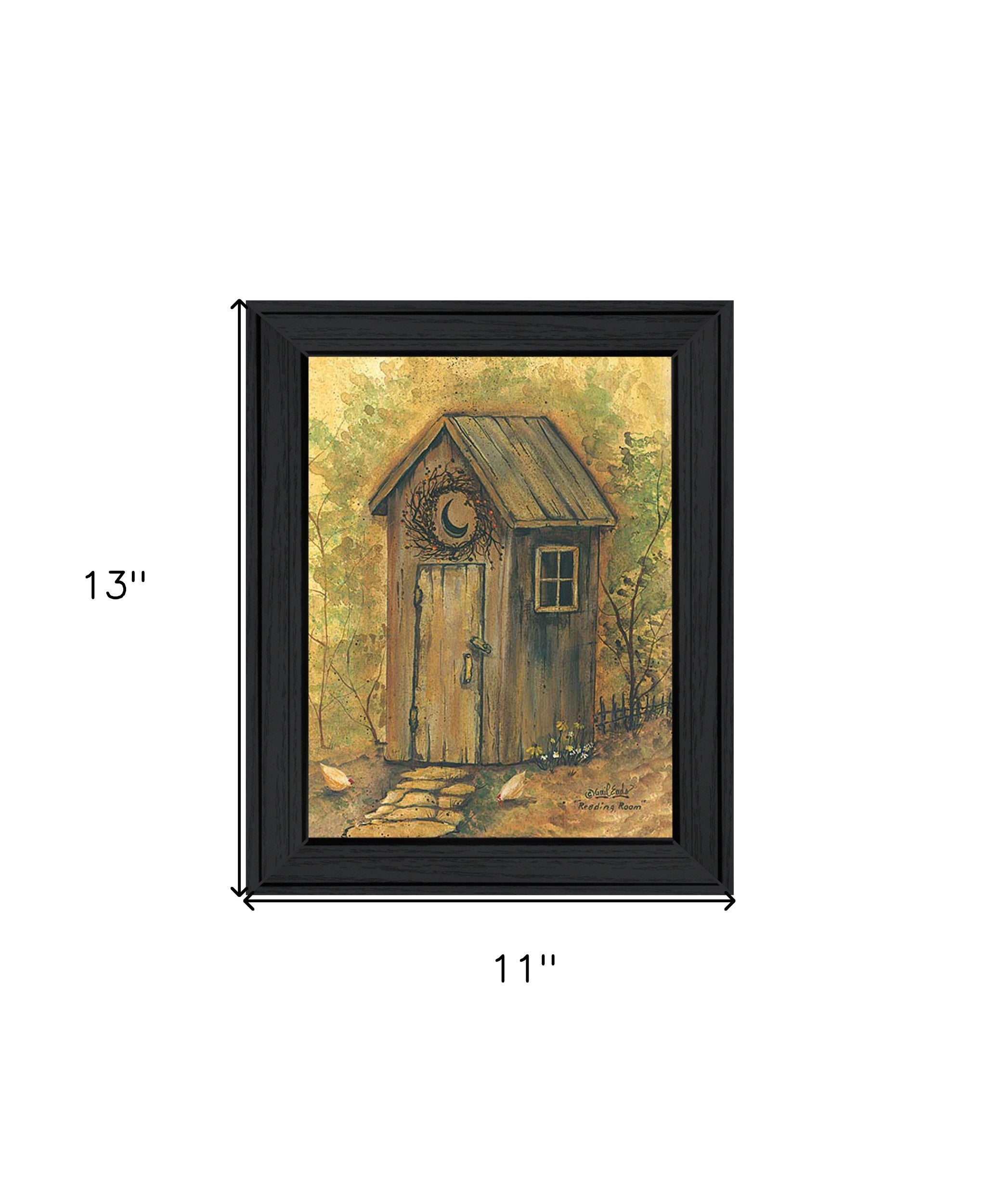 Reading Room 1 Black Framed Outhouse Bathroom Print Wall Art