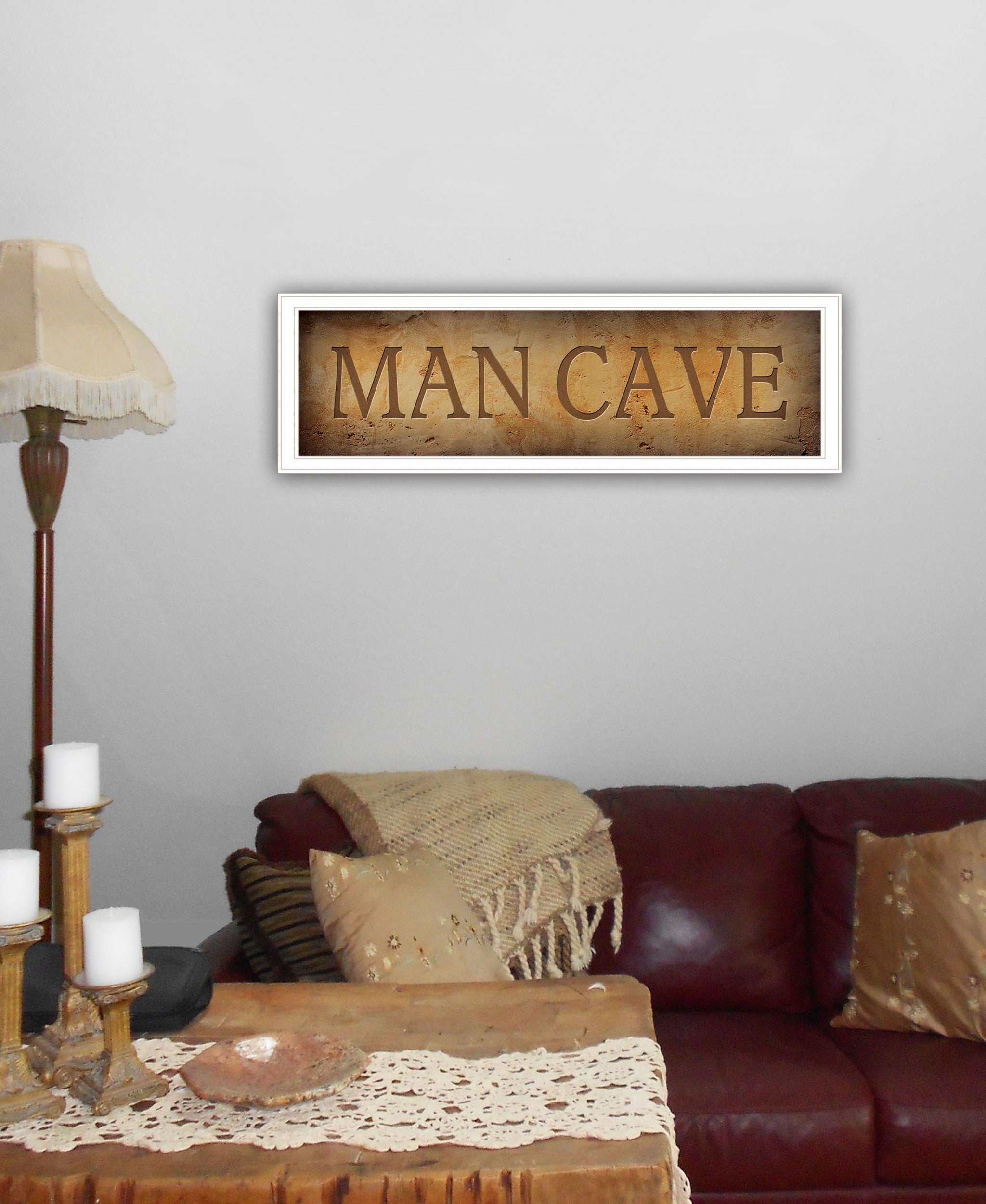 Man Cave 3 White Framed Print Wall Art