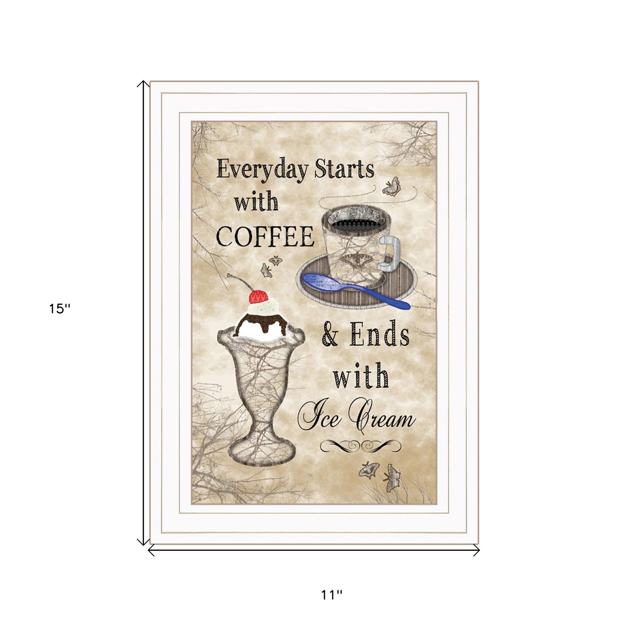 Everyday Starts With Coffee White Framed Print Wall Art