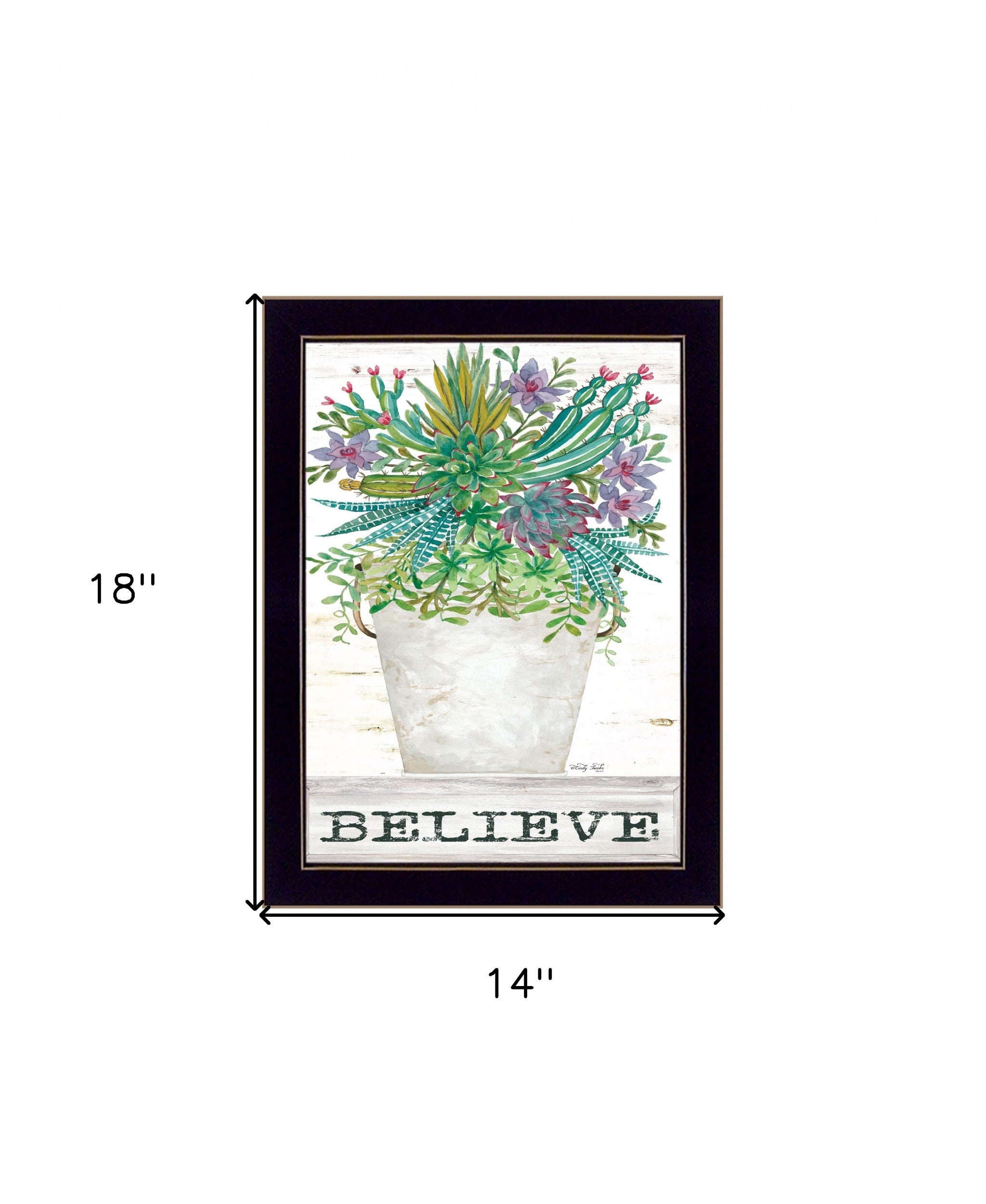 Believe Colorful Succulents Black Framed Print Wall Art