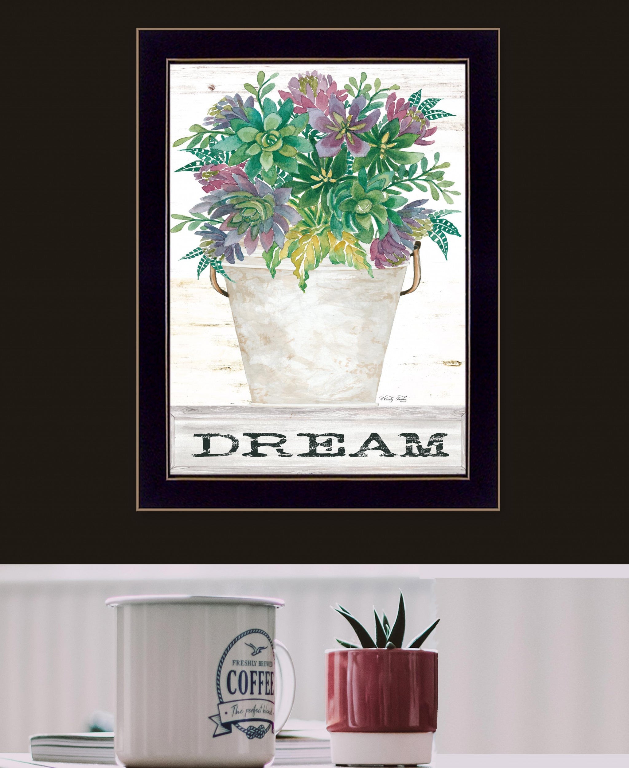 Dream Succulents 1 Black Framed Print Wall Art