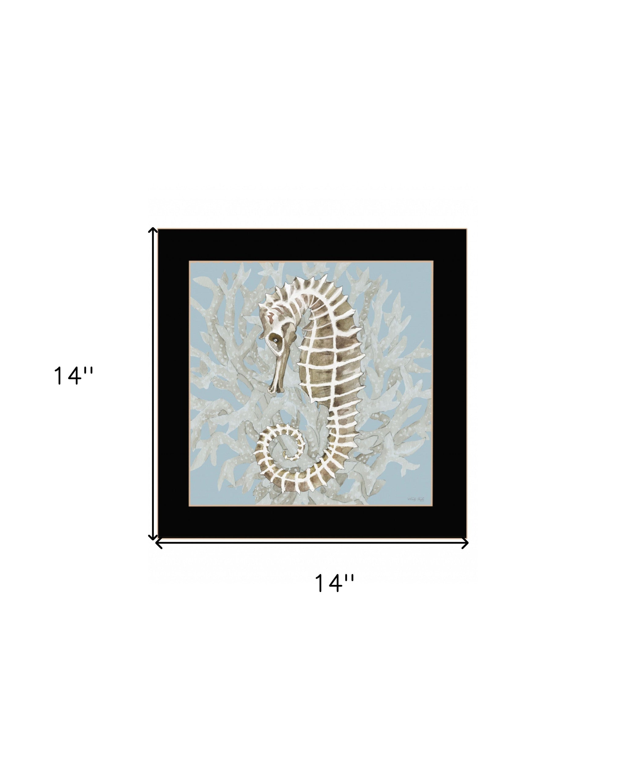 Coral Seahorse II 1 Black Framed Print Wall Art