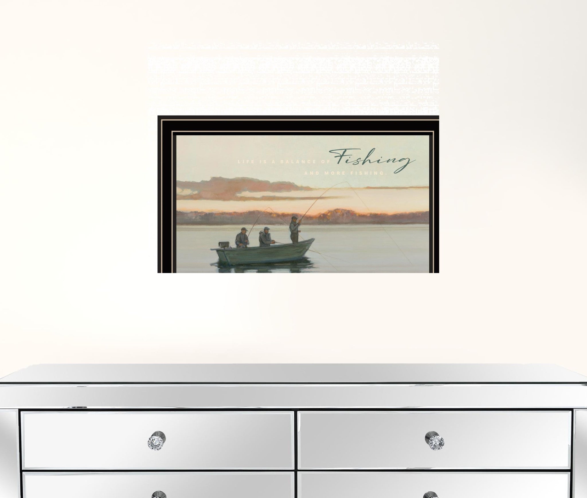 Fishing 1 Black Framed Print Wall Art