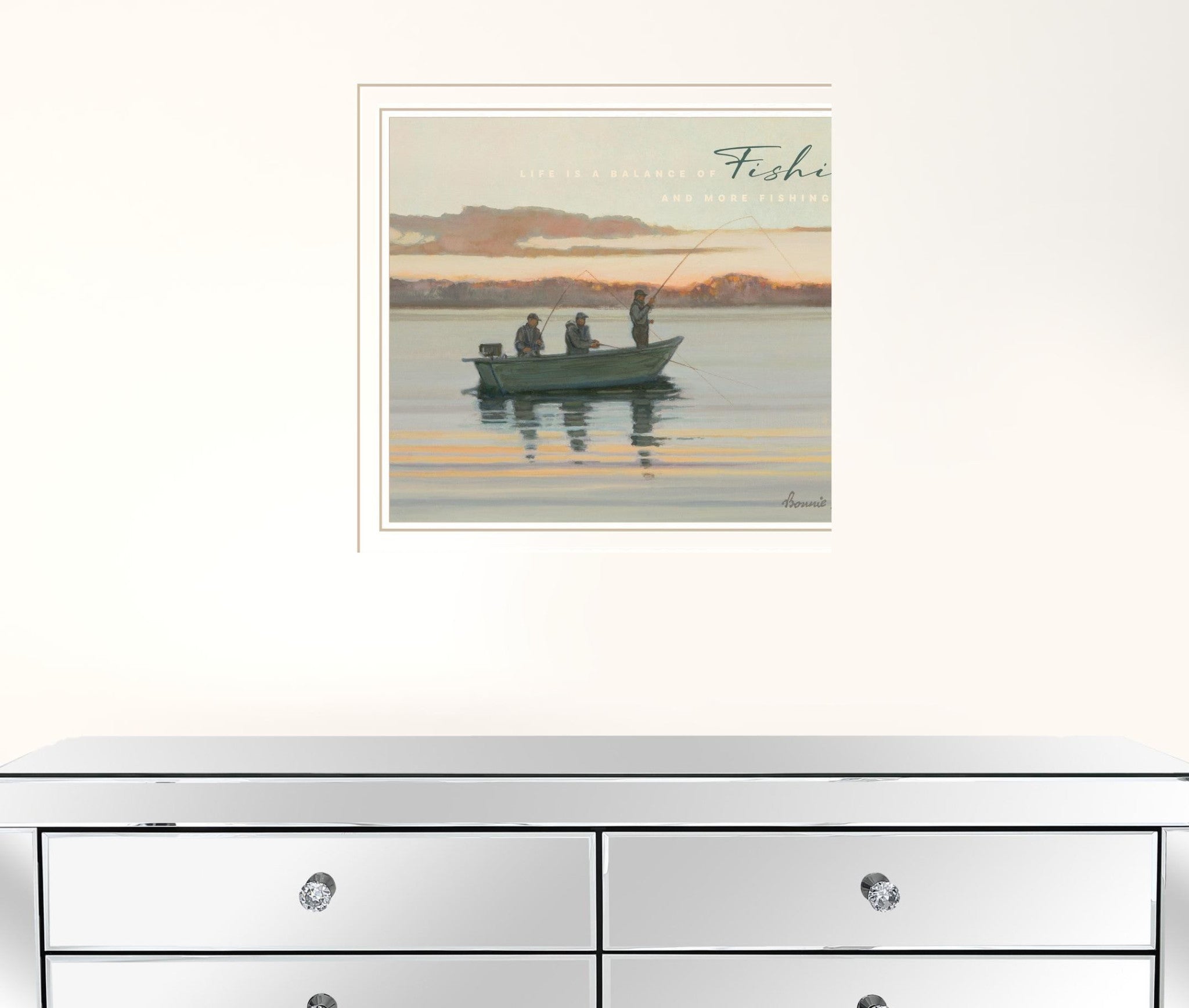 Fishing 2 White Framed Print Wall Art