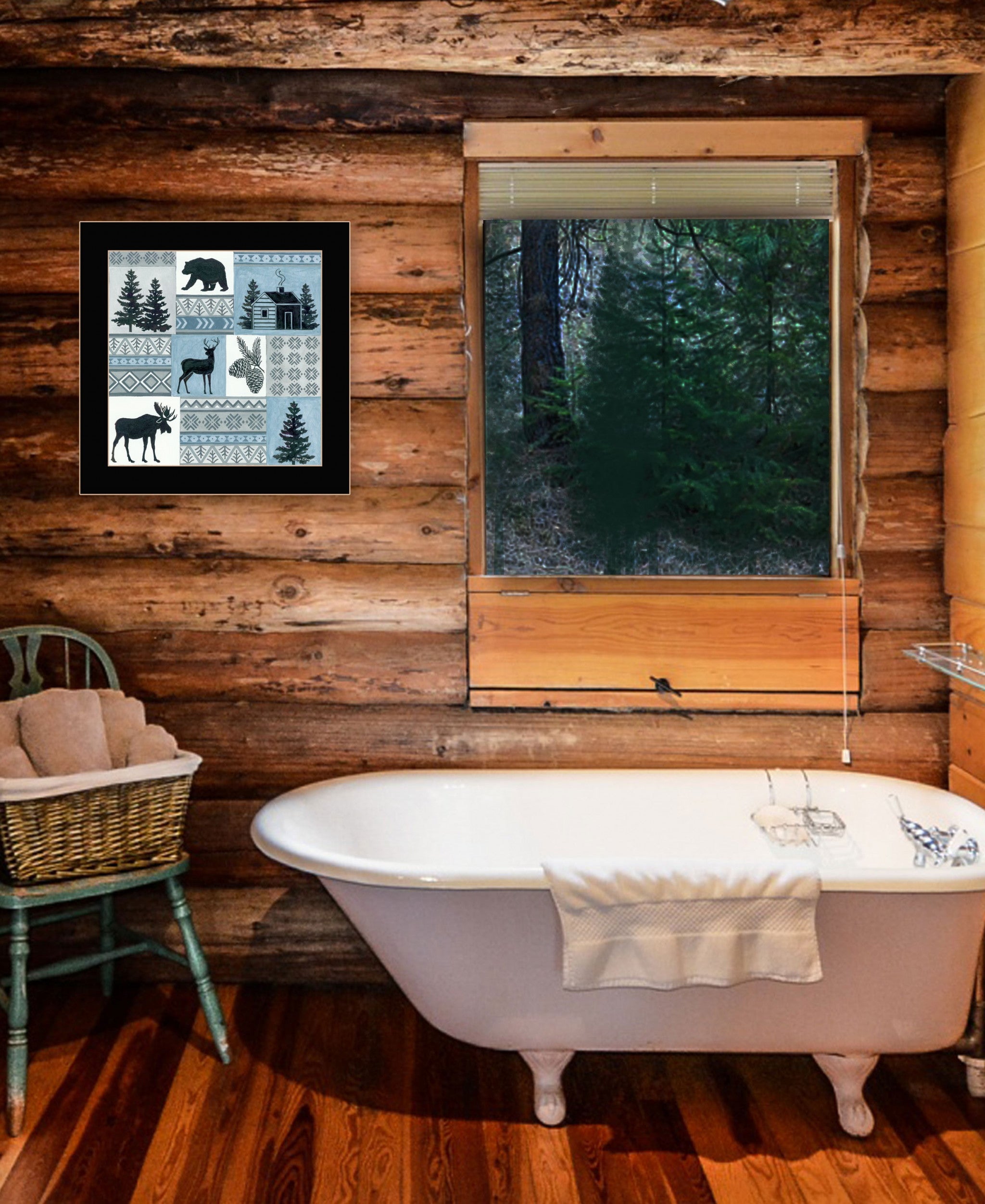 Cabin In The Woods 1 Black Framed Print Wall Art