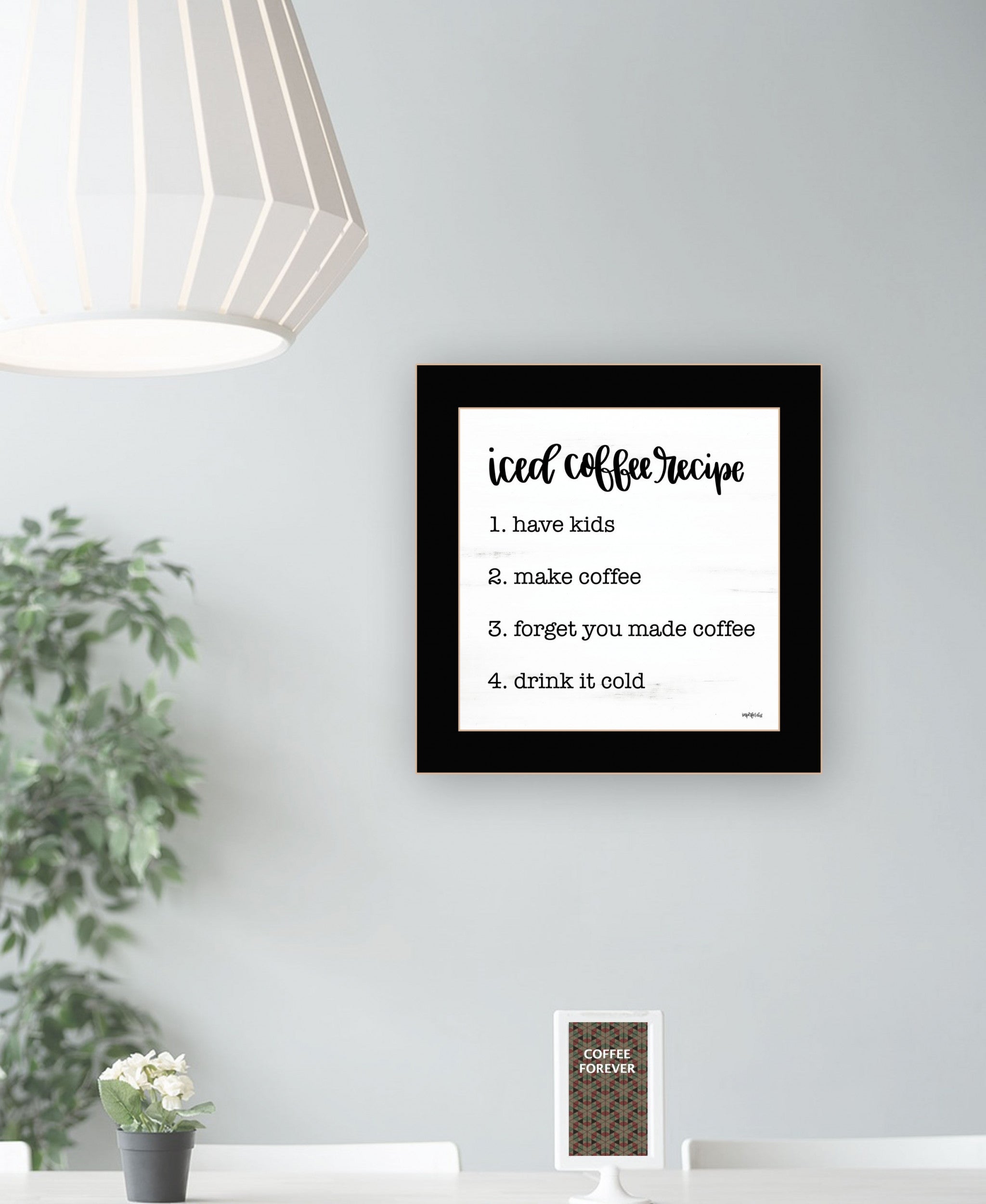 Iced Coffee Recipe Black Framed Print Wall Art