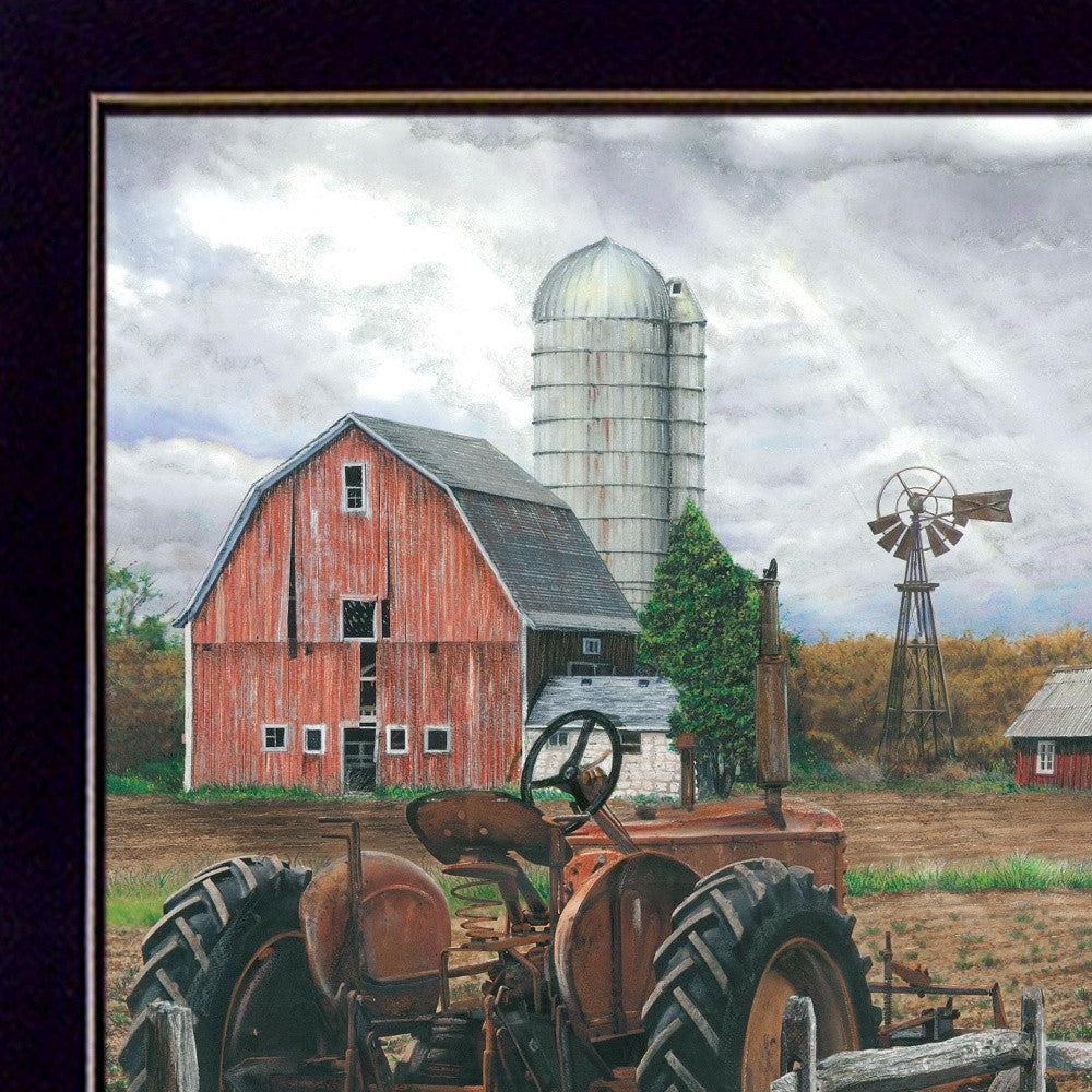 The Old Tractor 1 Black Framed Print Wall Art