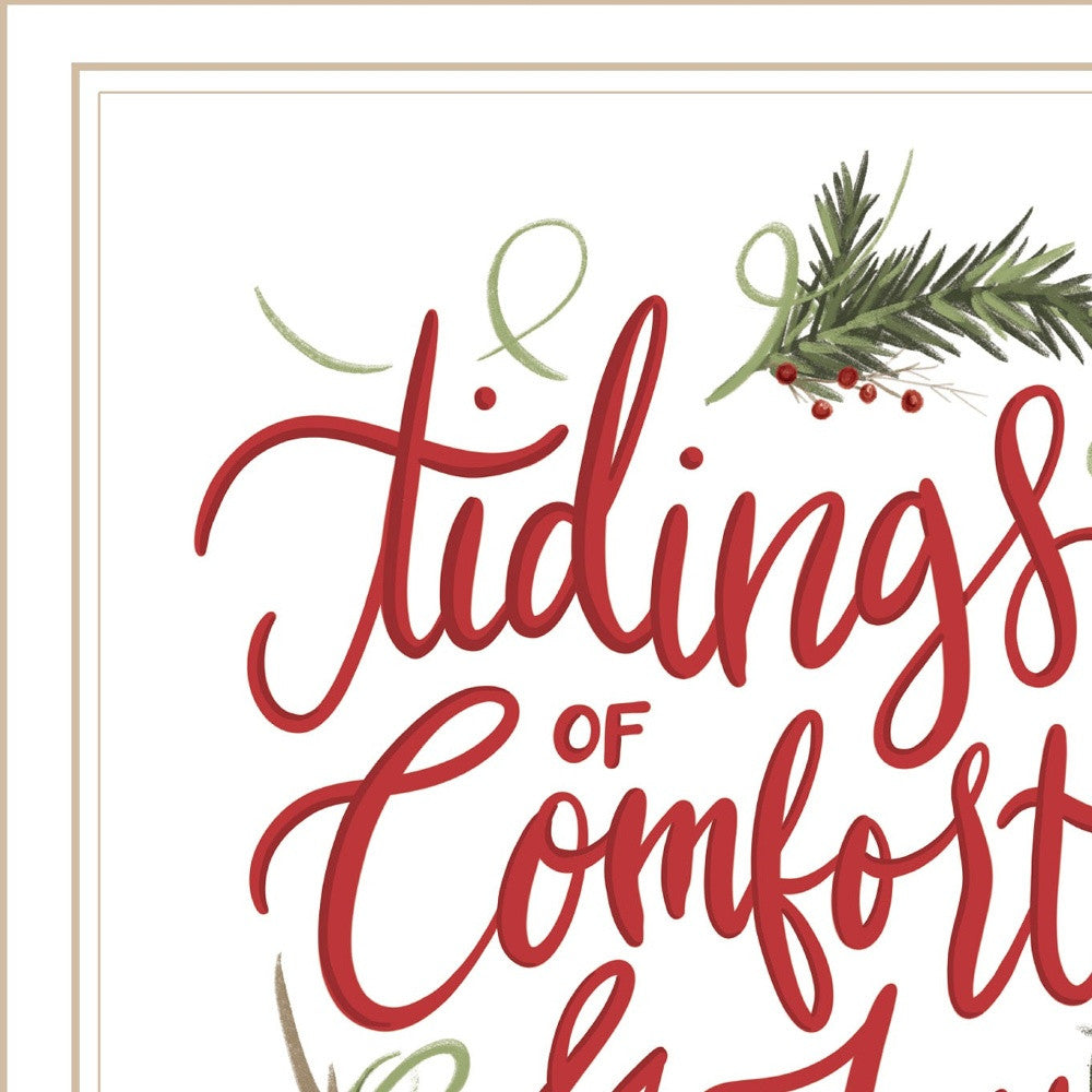 Tidings Of Comfort & Joy 1 White Framed Print Wall Art