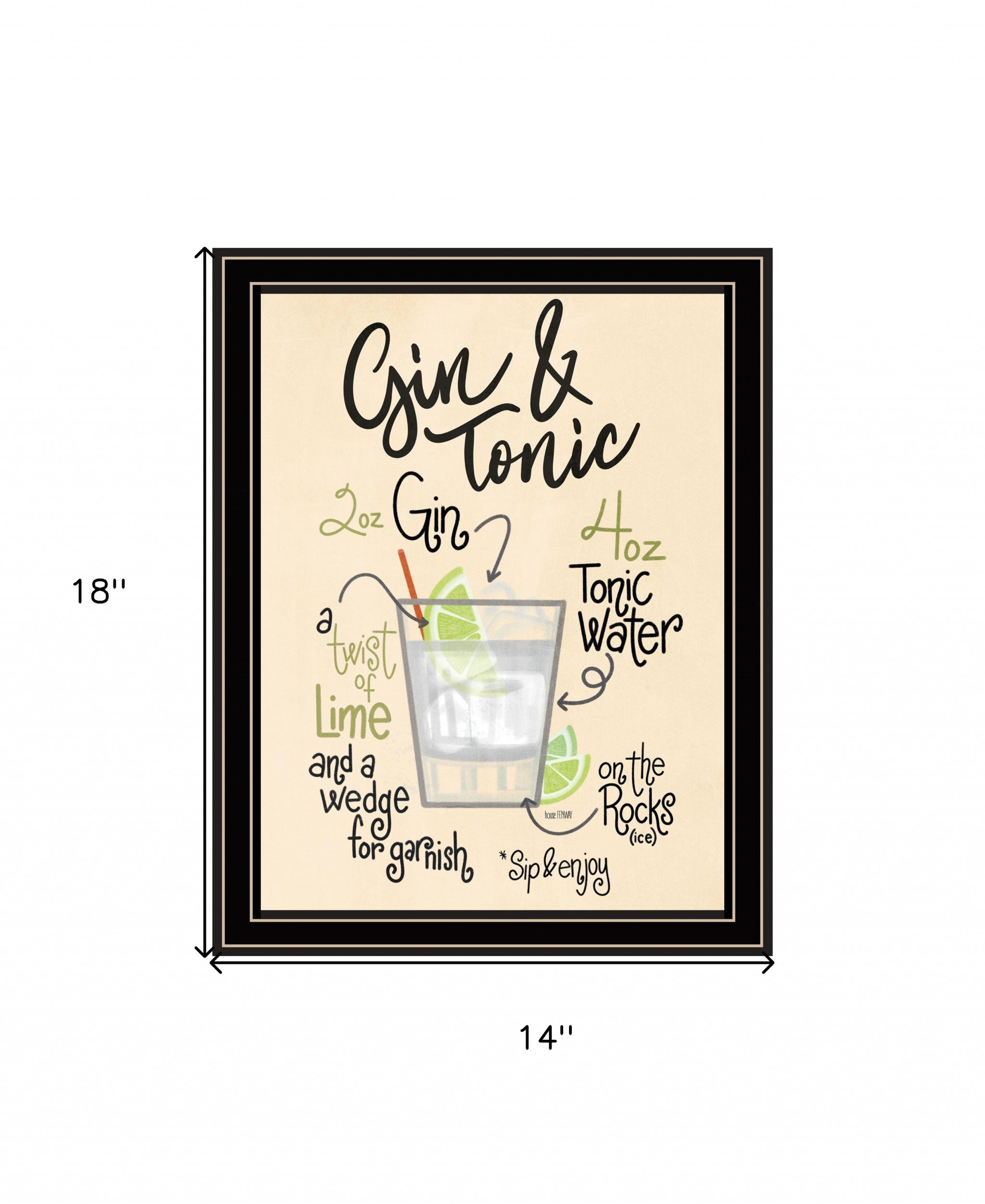 Gin and Tonic Black Framed Print Wall Art