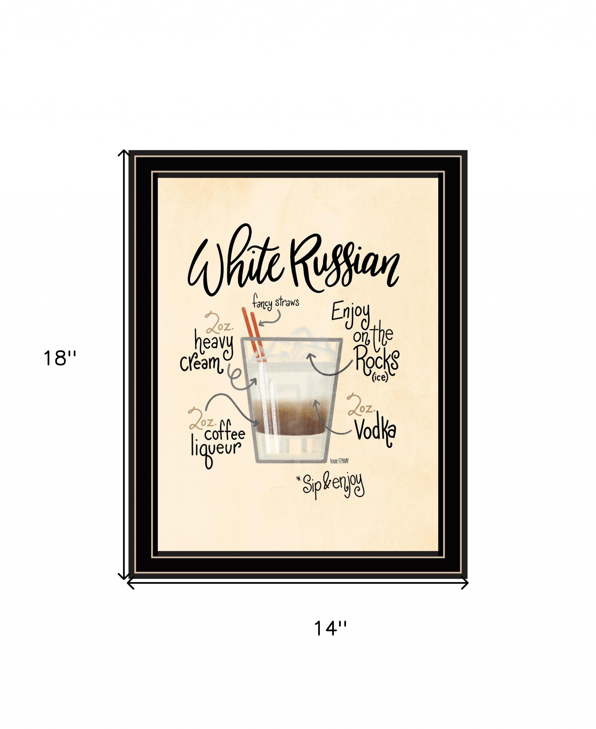 White Russian Black Framed Print Wall Art