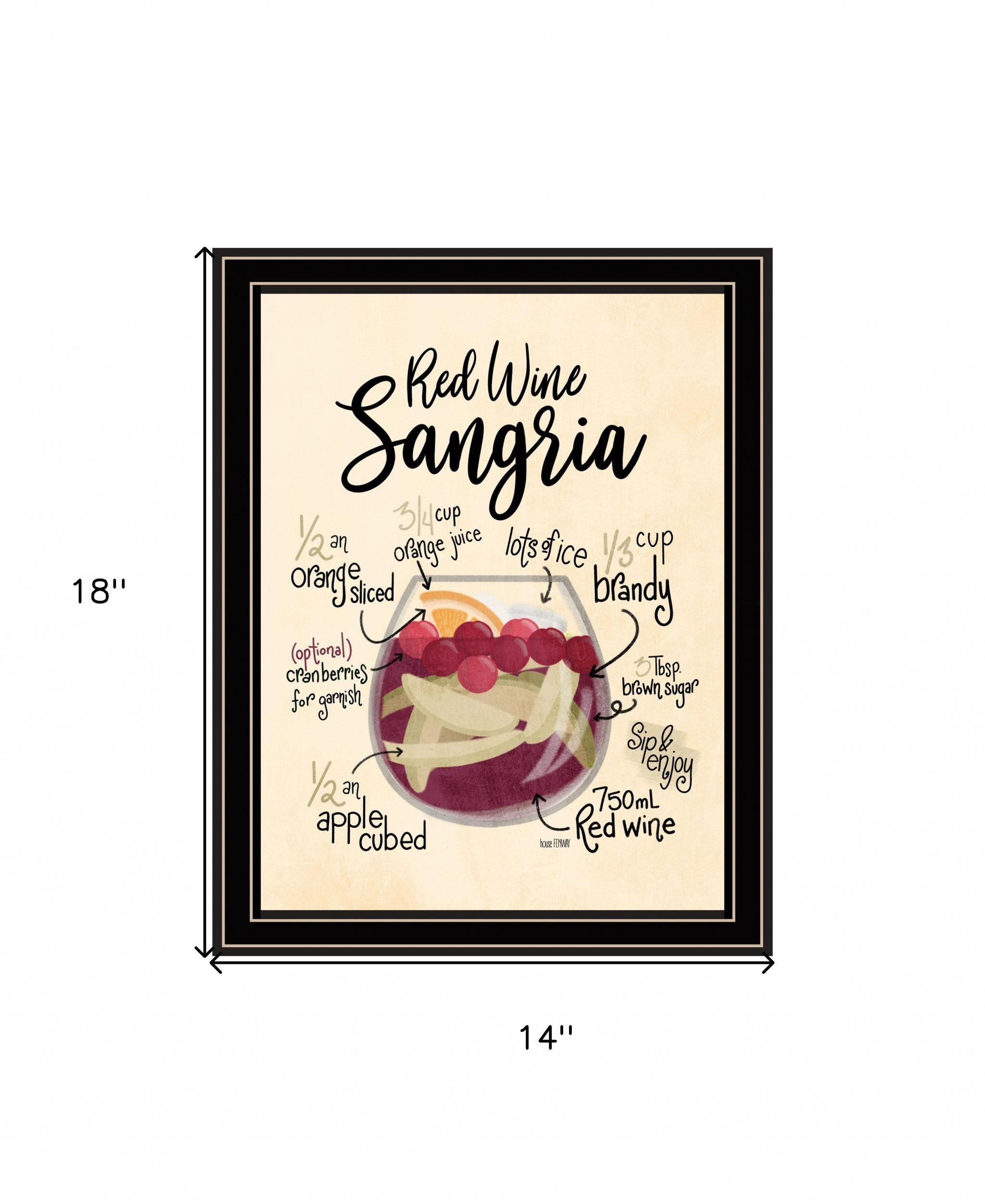 Red Wine Sangria Black Framed Print Wall Art