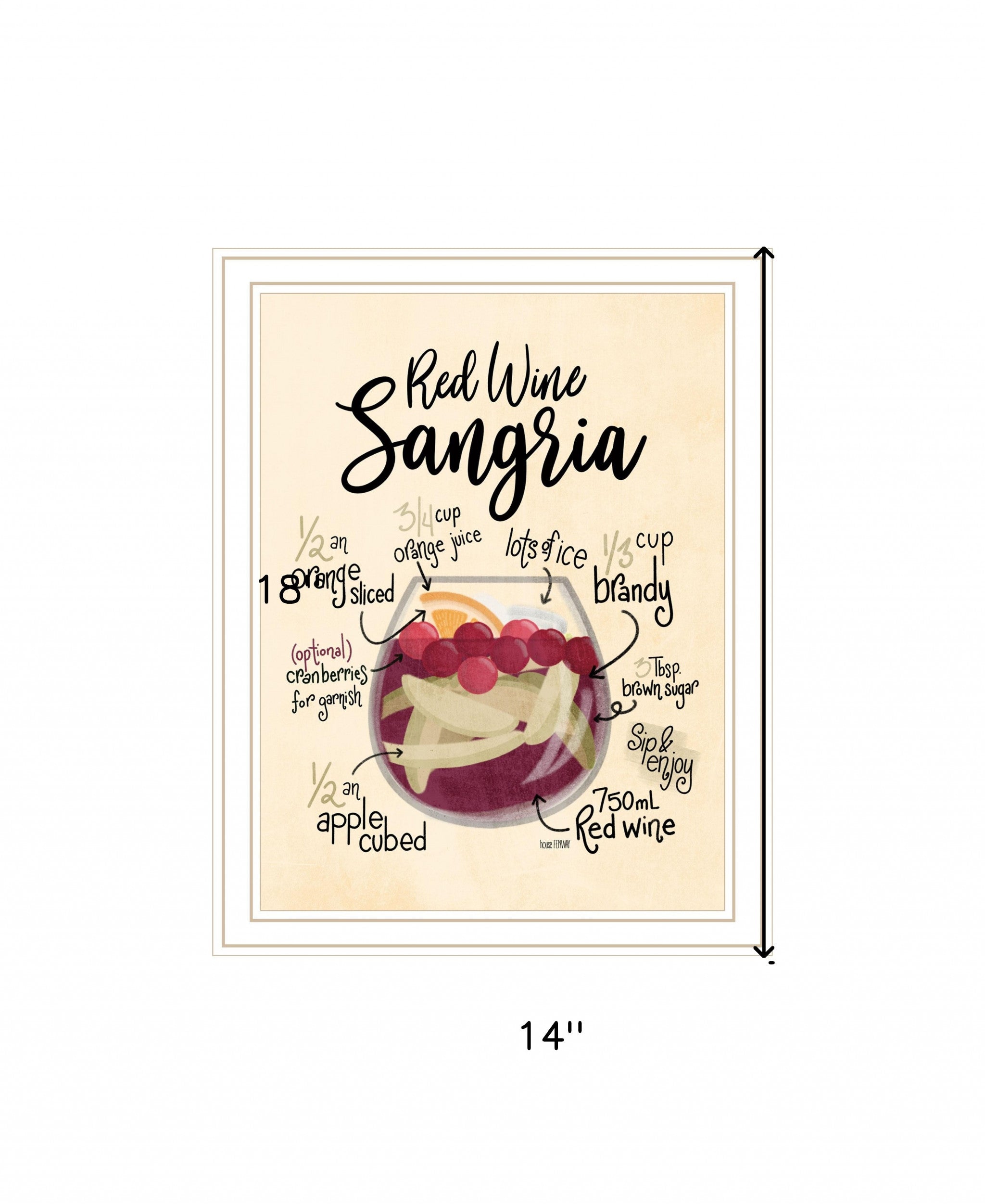 Red Wine Sangria White Framed Print Wall Art