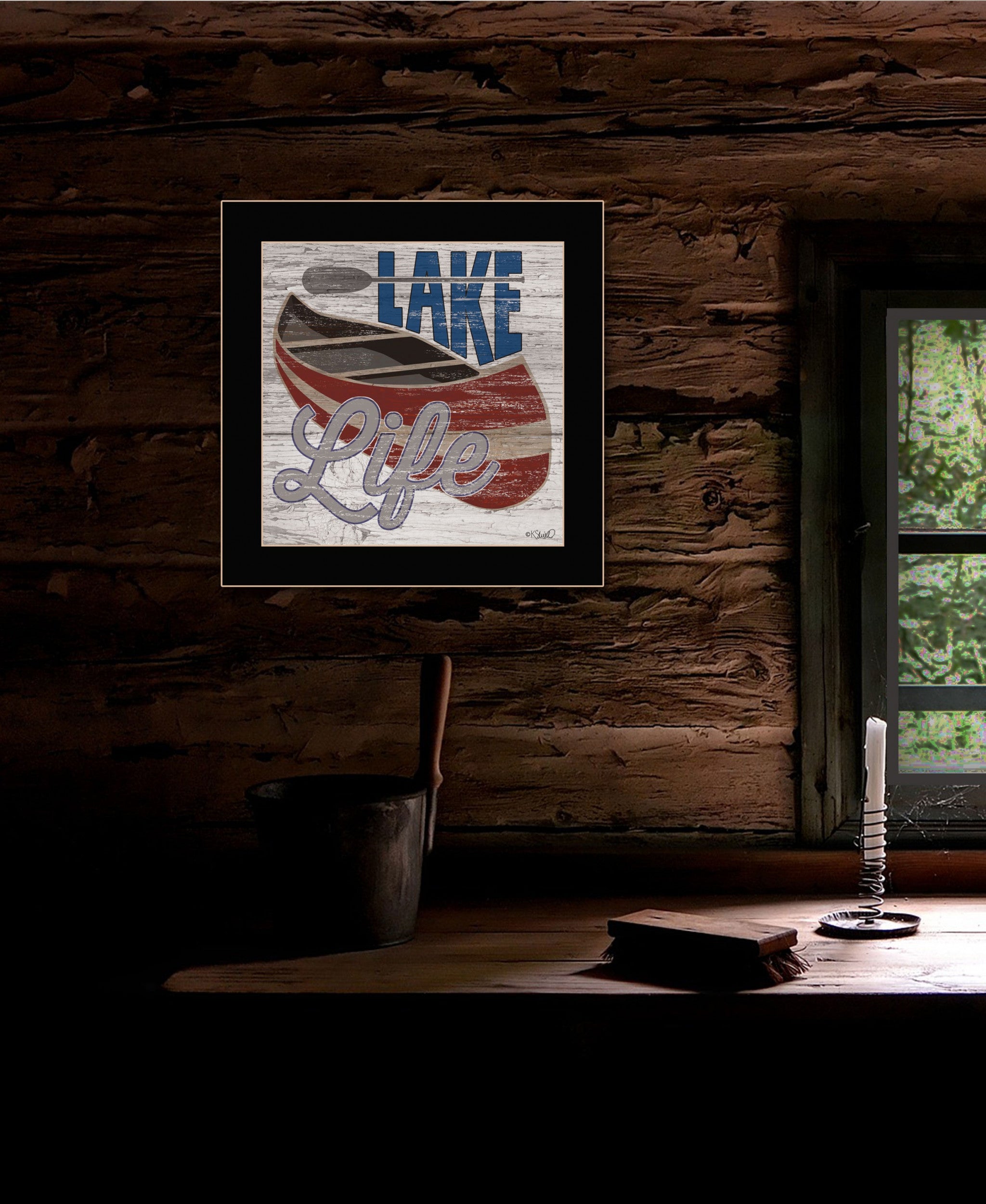 Lake Life Canoe 1 Black Framed Print Wall Art