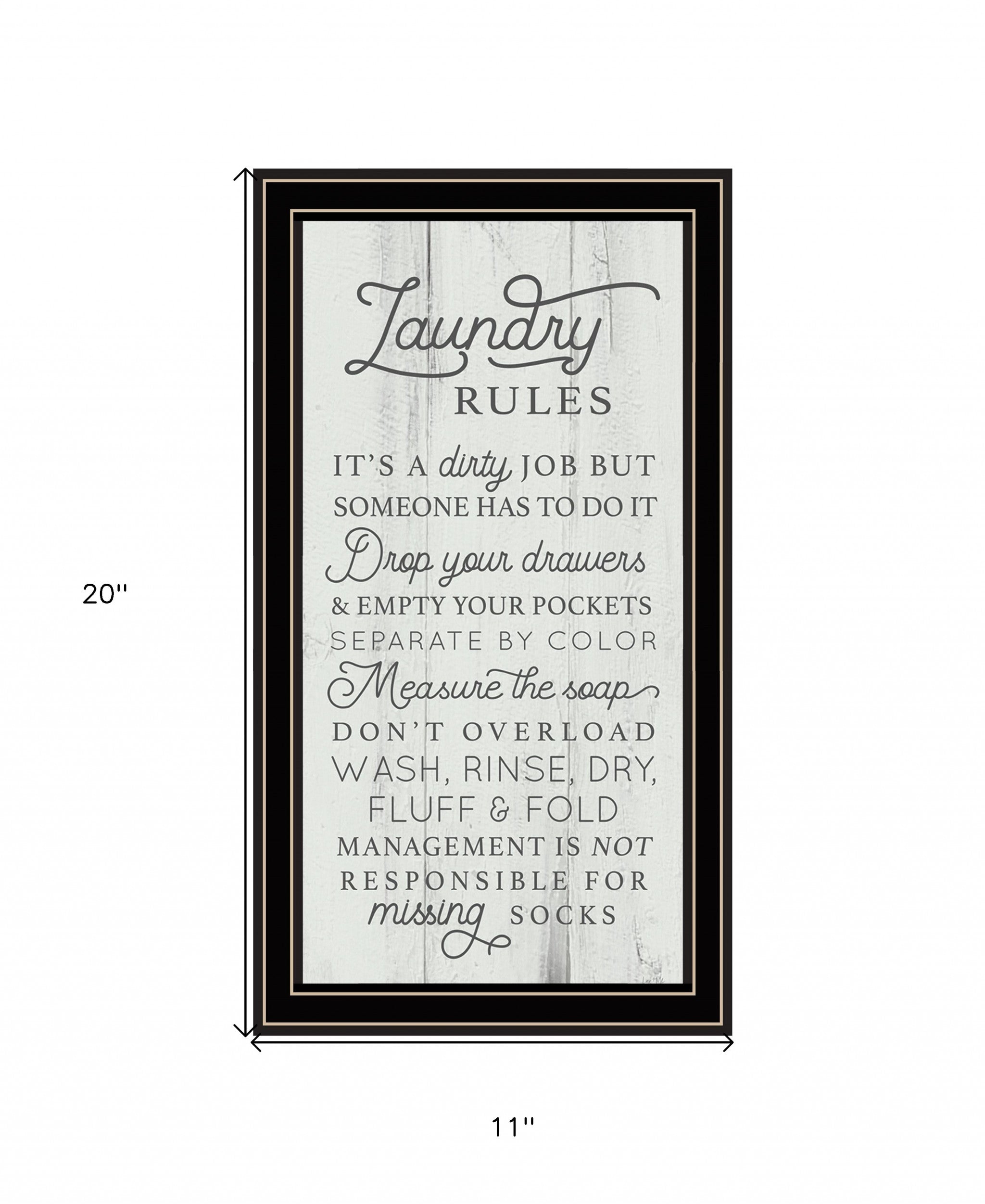 Laundry Rules 1 Black Framed Print Wall Art