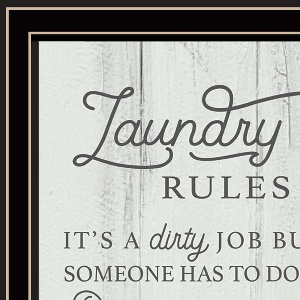 Laundry Rules 1 Black Framed Print Wall Art