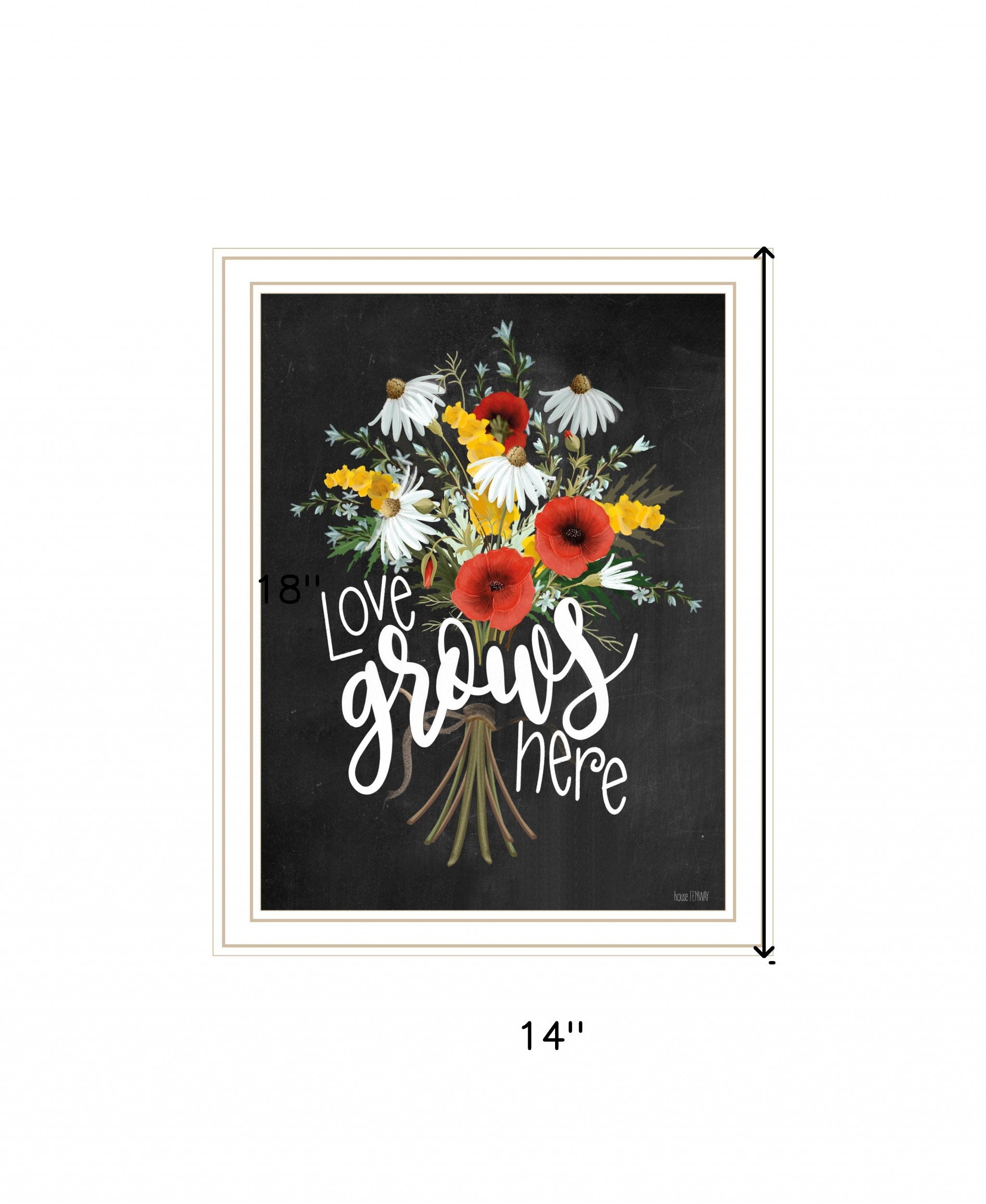 Love Grows Here White Framed Print Wall Art