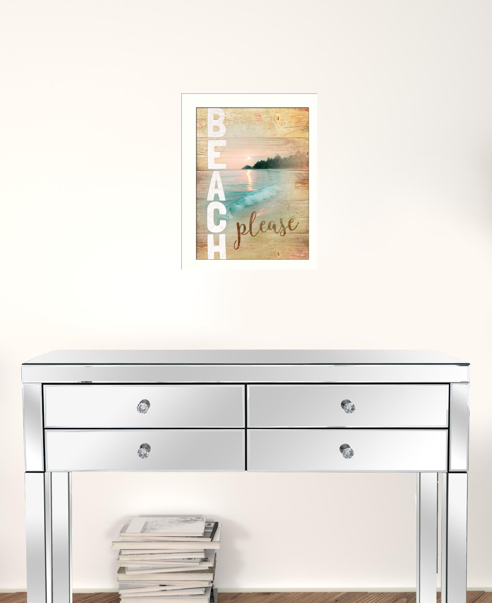 Beach Please 3 White Framed Print Wall Art