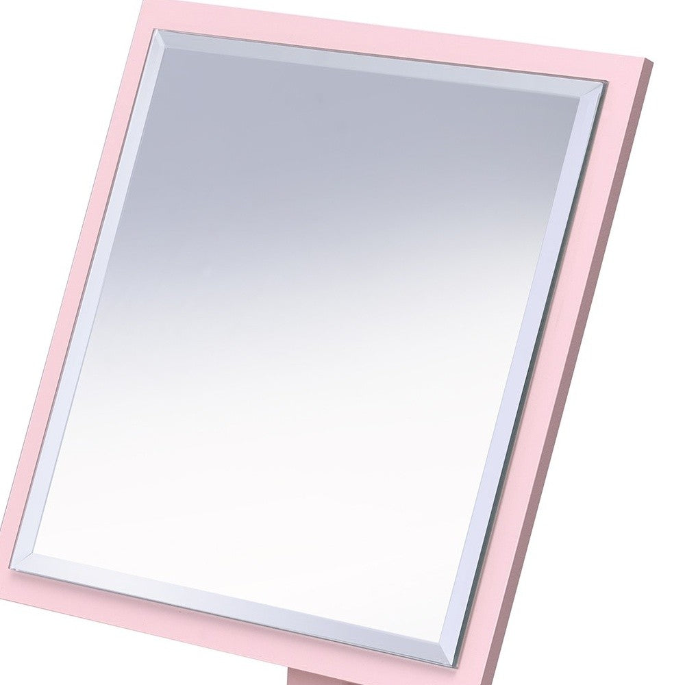 Pink Rectangle Makeup Shaving Tabletop Mirror