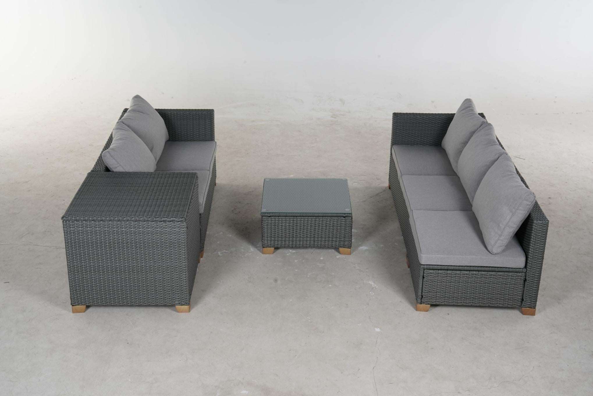 5 Piece Outdoor Rattan Sectional Sets，5 Seats with Cushion